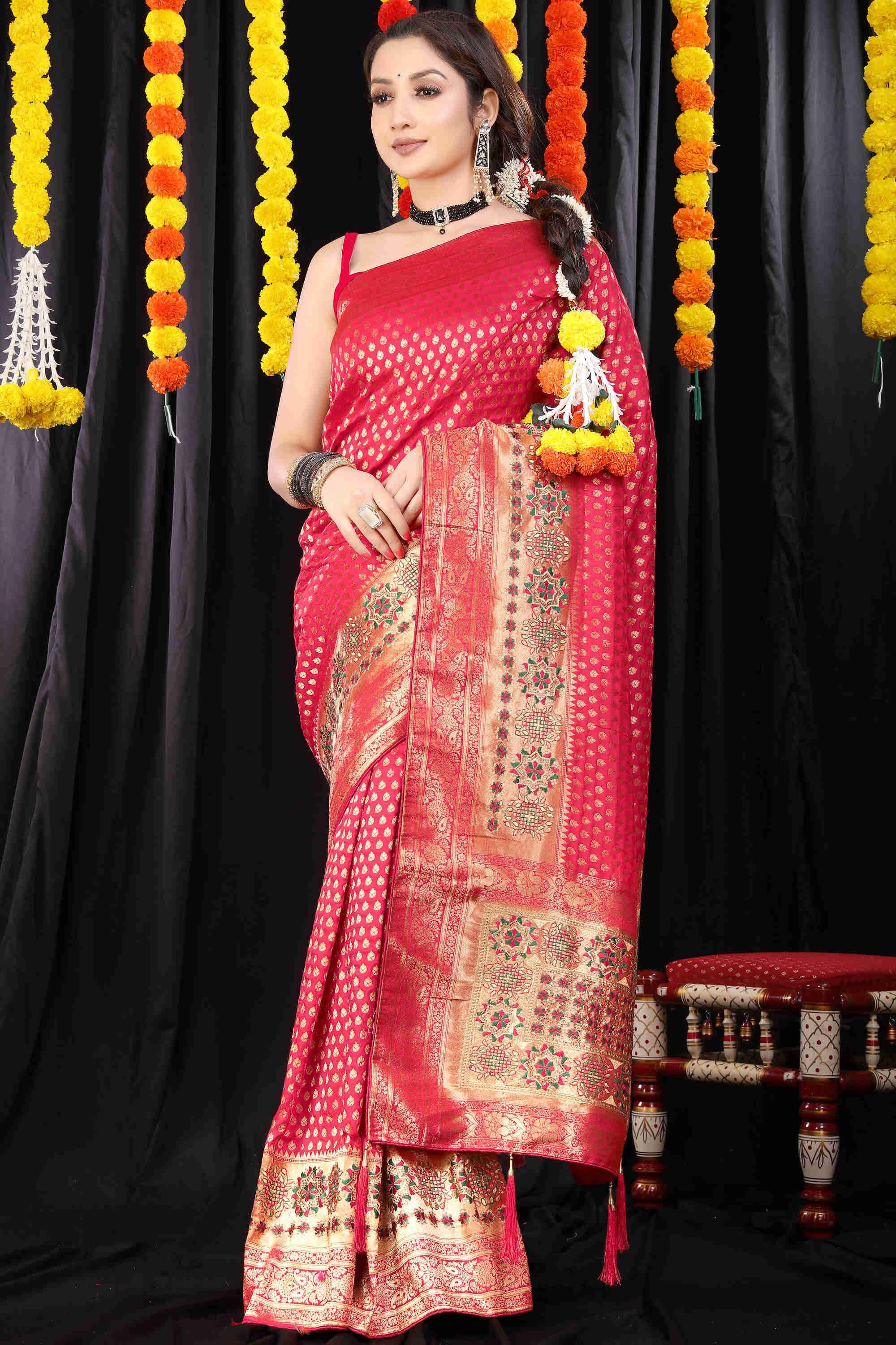 Pink Soft Banarasi Silk Woven Zari Saree