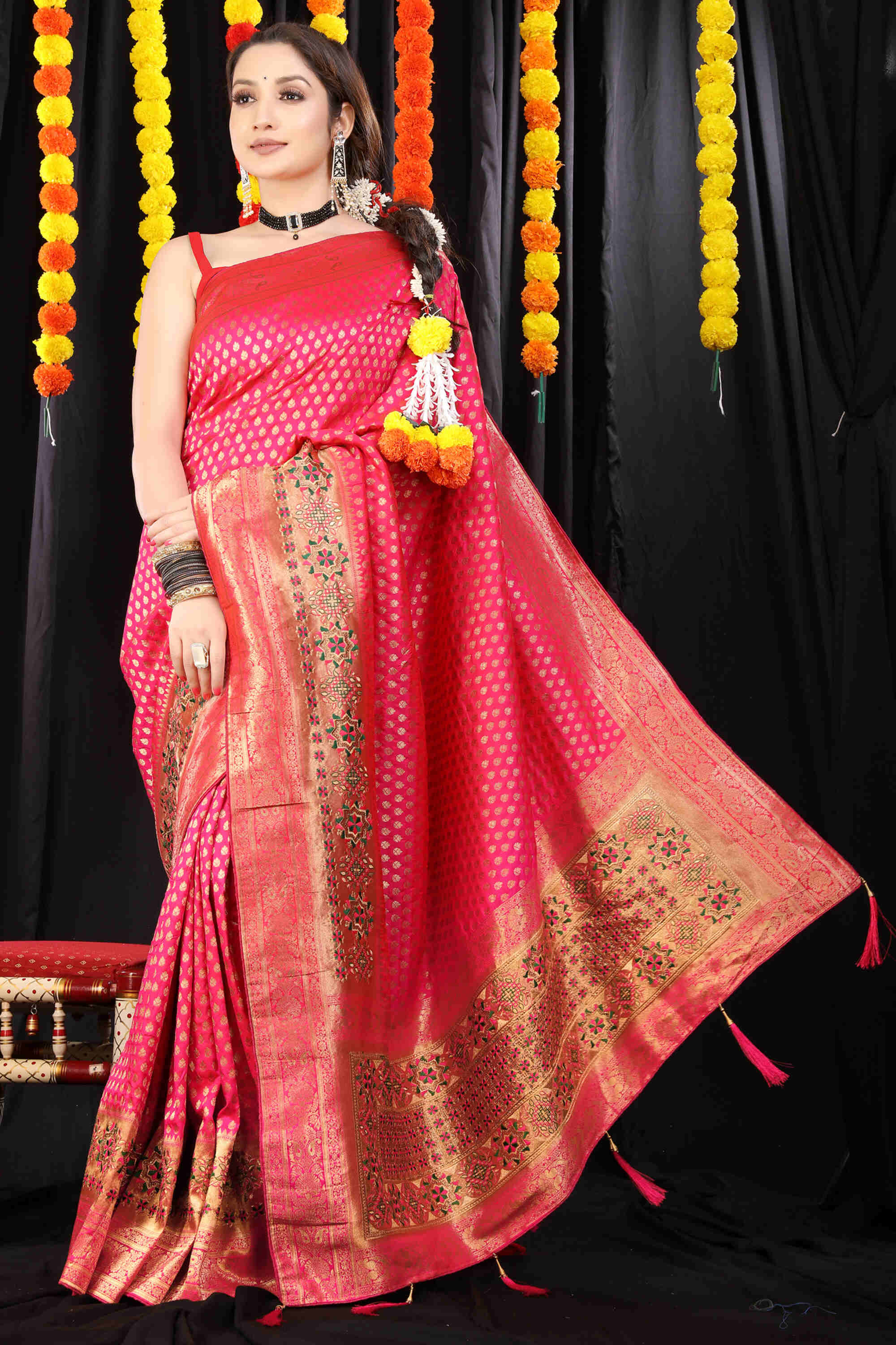 Pink Soft Banarasi Silk Woven Zari Saree