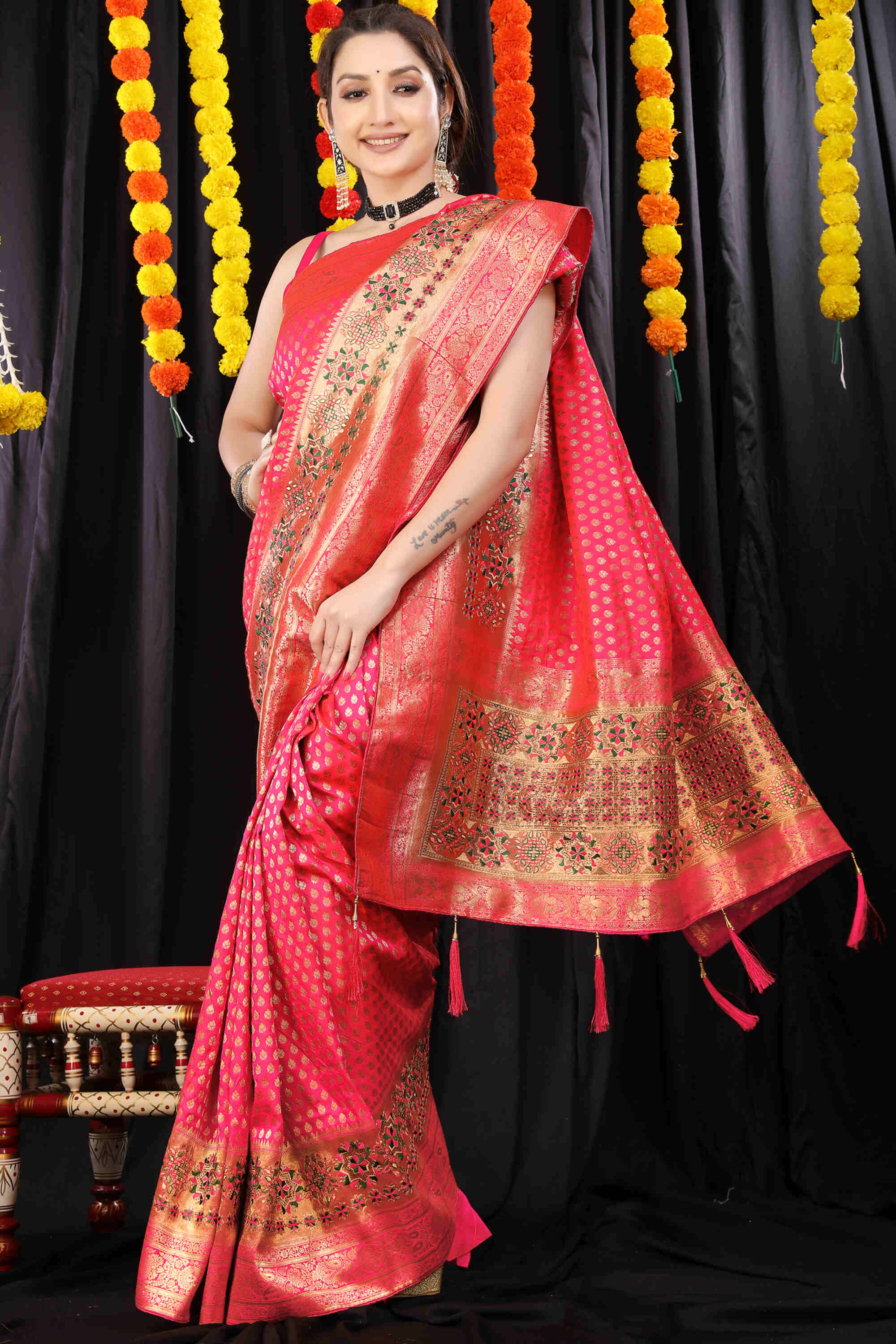 Pink Soft Banarasi Silk Woven Zari Saree