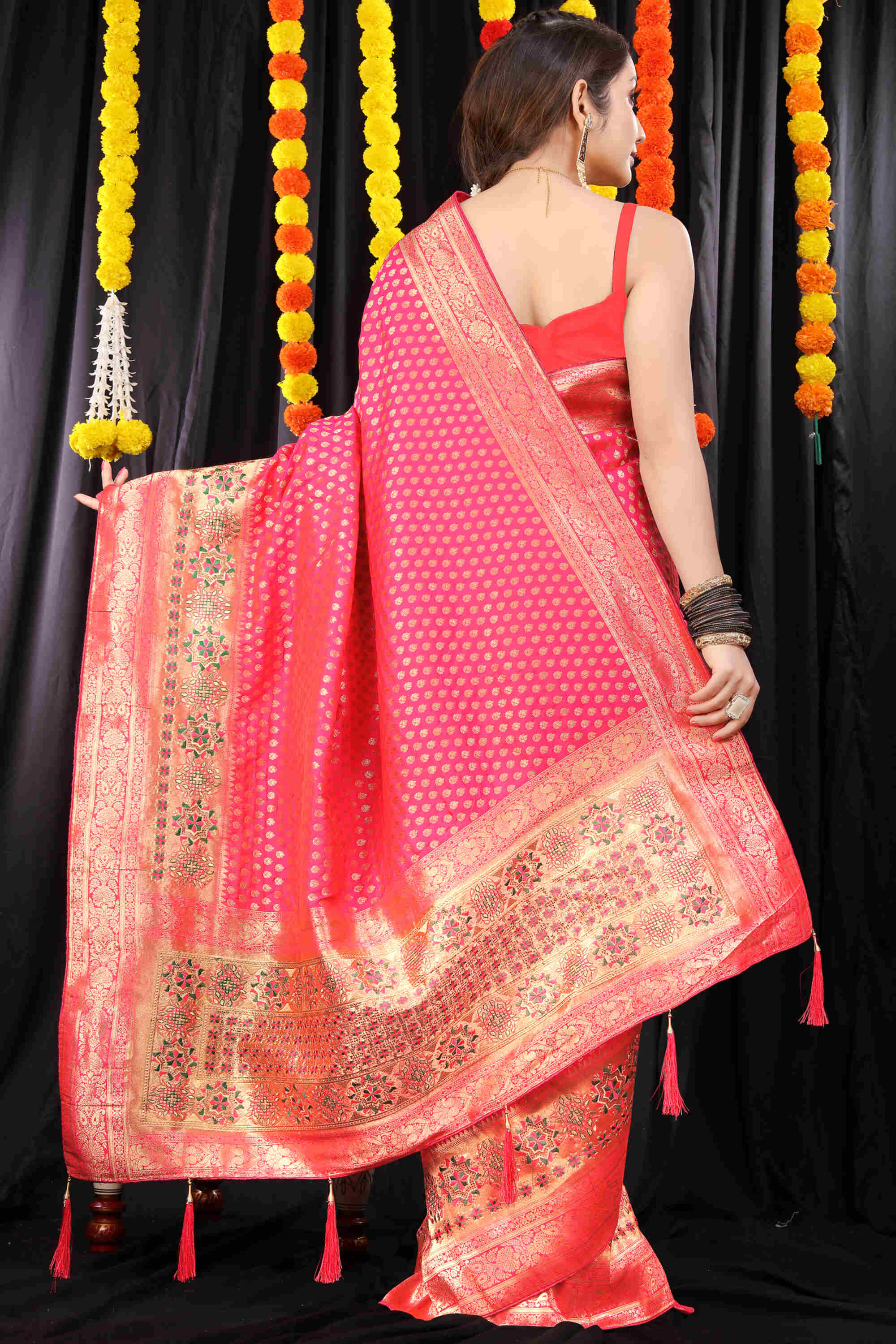 Pink Soft Banarasi Silk Woven Zari Saree