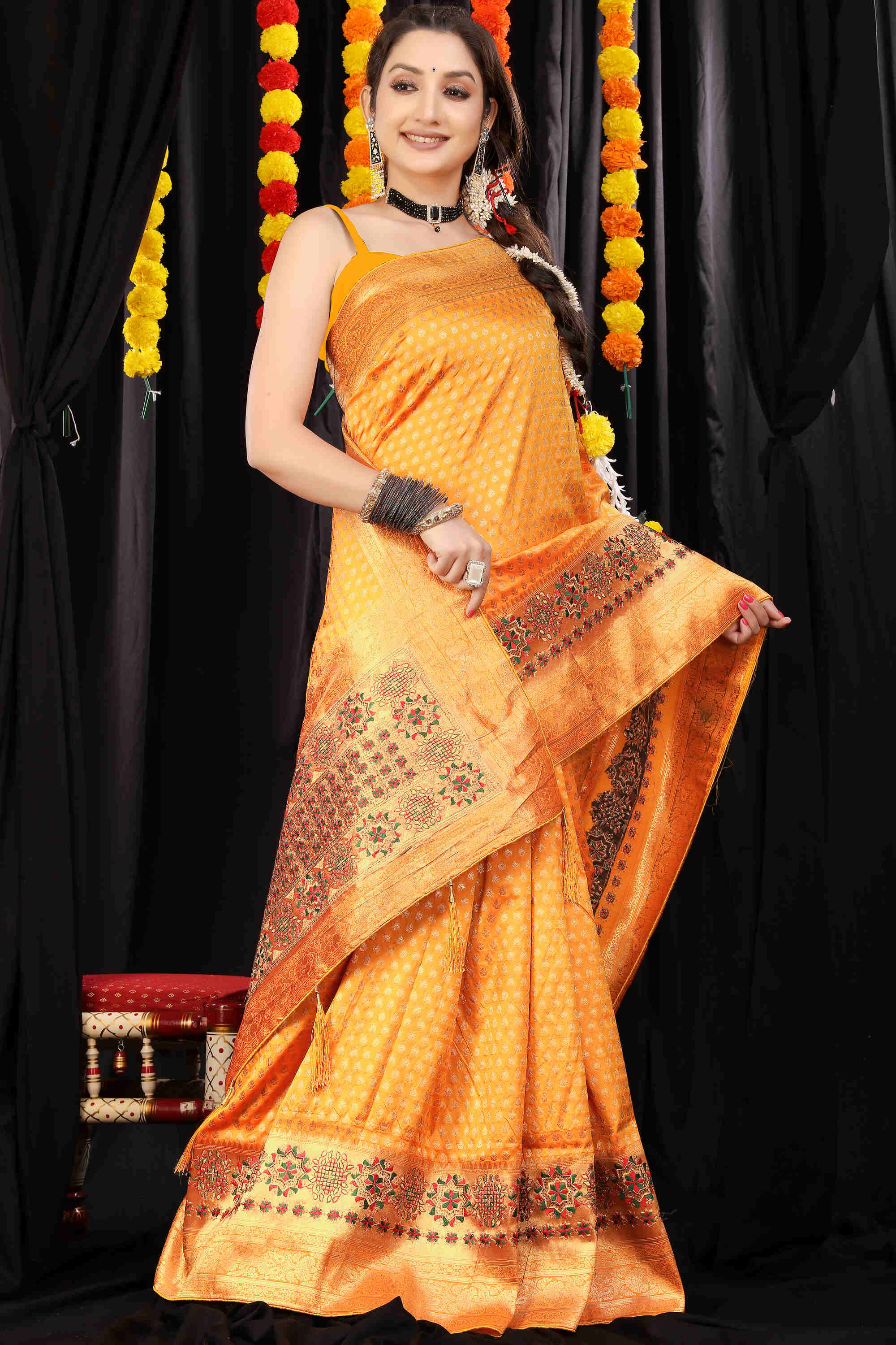 Yellow Soft Banarasi Silk Woven Zari Saree