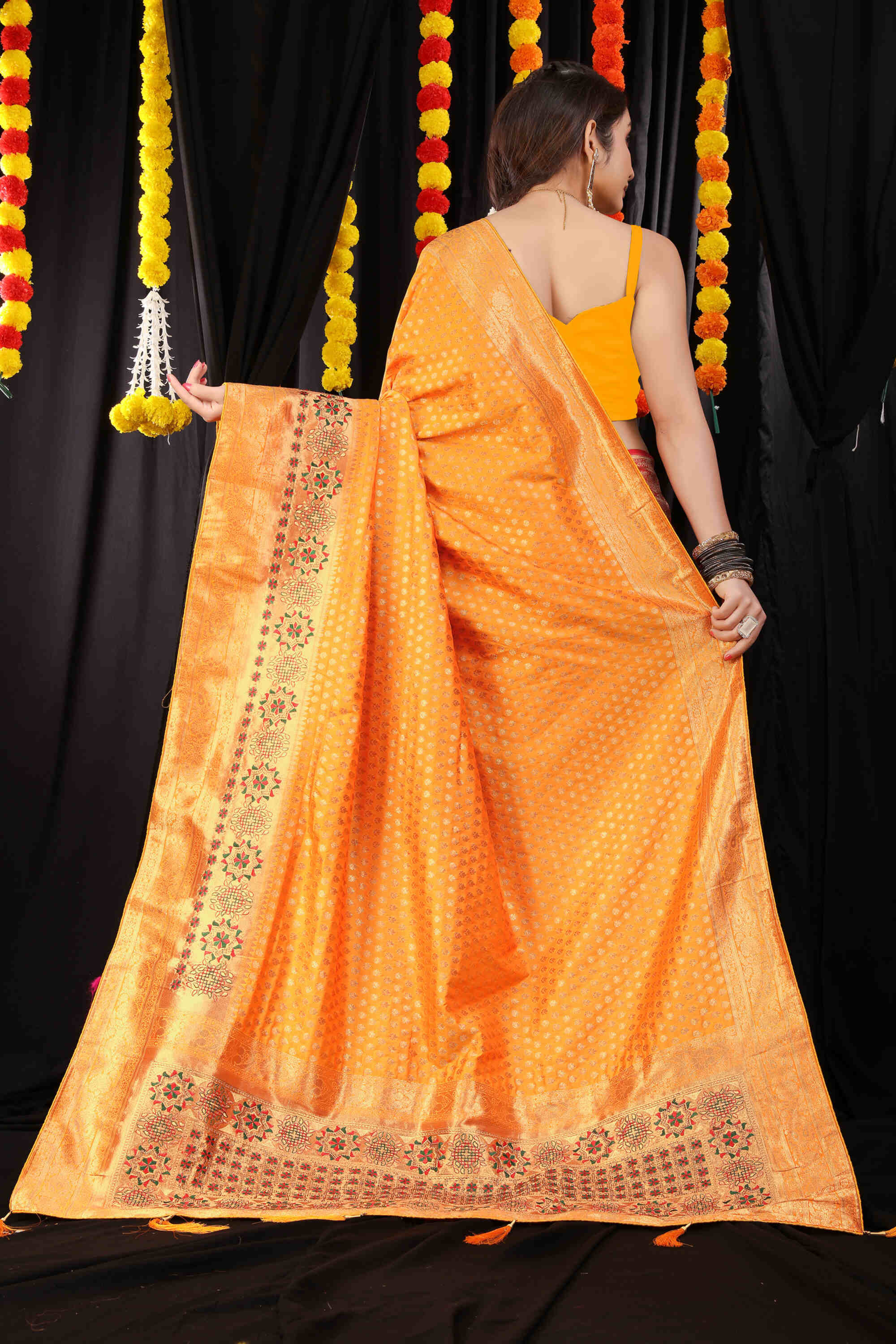 Yellow Soft Banarasi Silk Woven Zari Saree