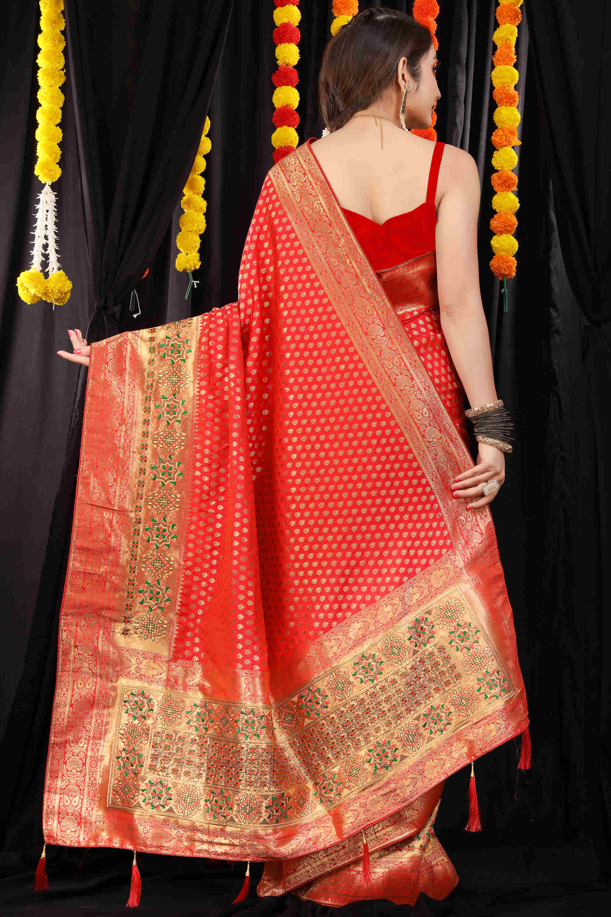 Red Soft Banarasi Silk Woven Zari Saree