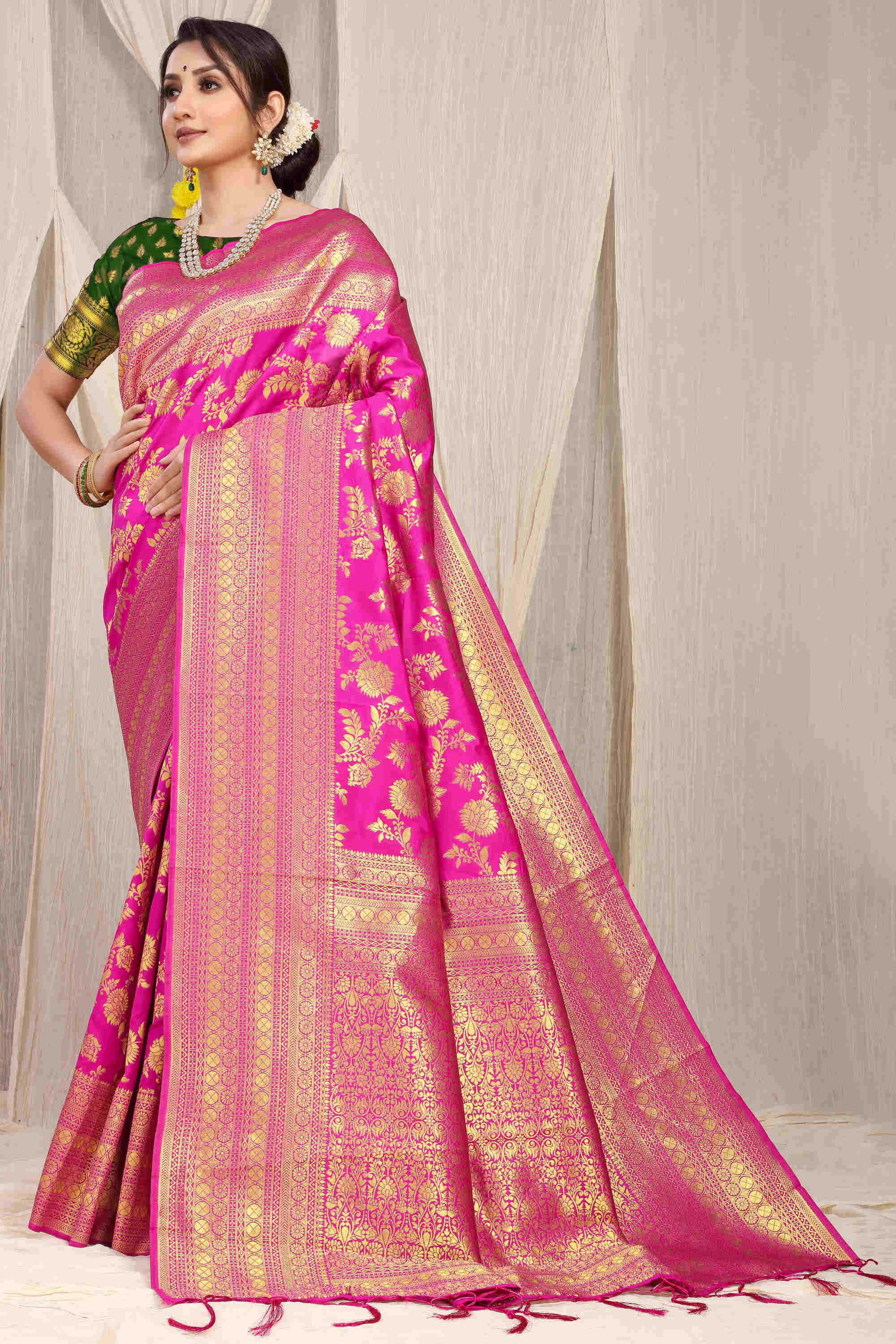 Pink Soft Silk Saree With Blouse Piece