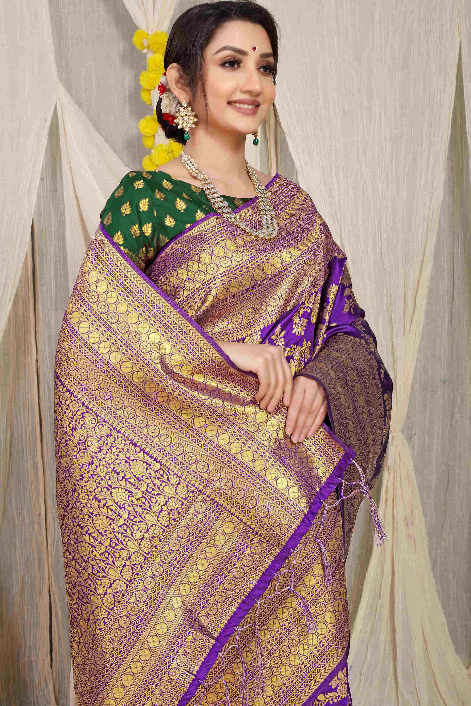 Purple Soft Silk Saree With Blouse Piece