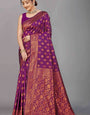 Wine Soft Banarasi Silk Woven Zari Saree