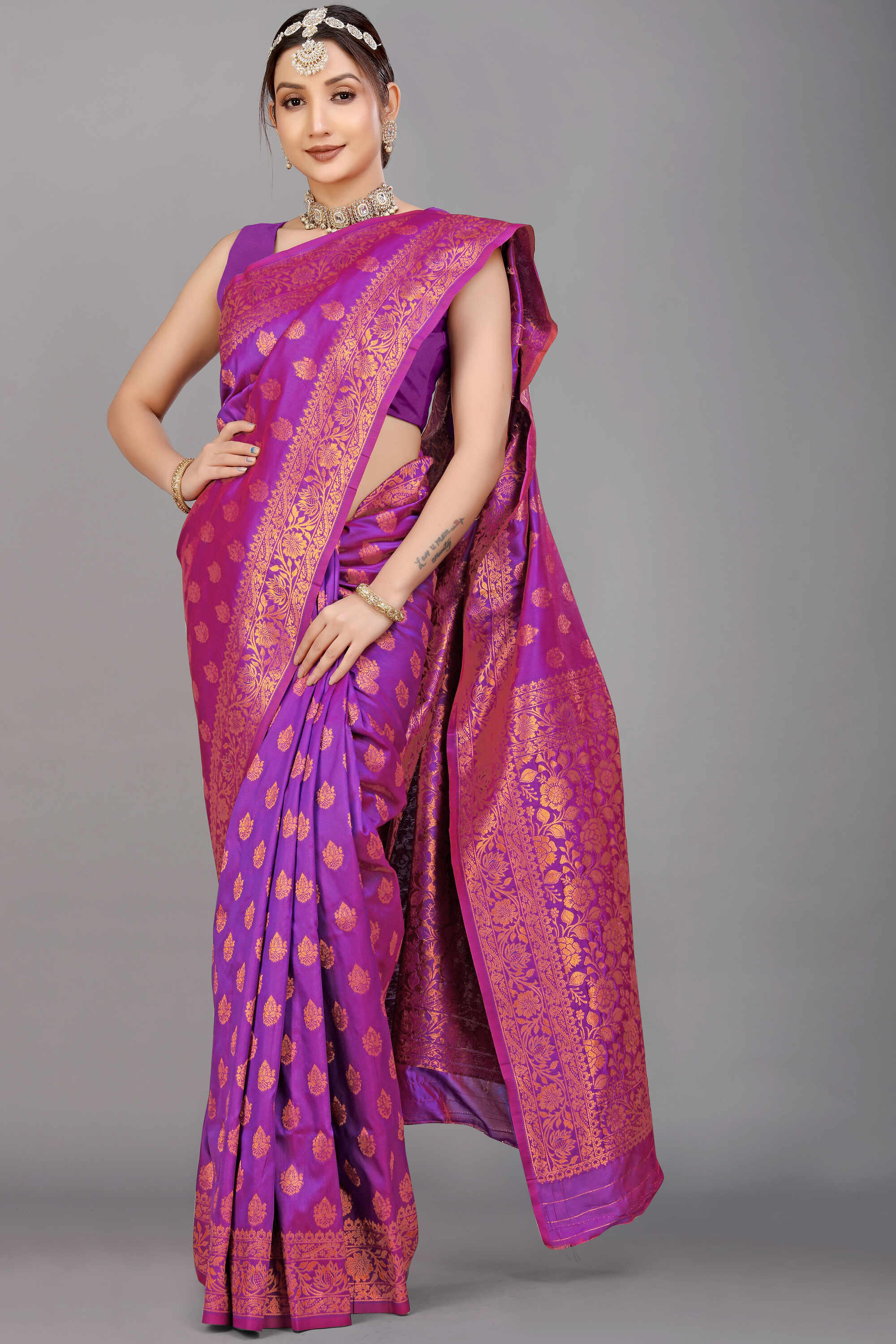 Purple Soft Banarasi Silk Woven Zari Saree