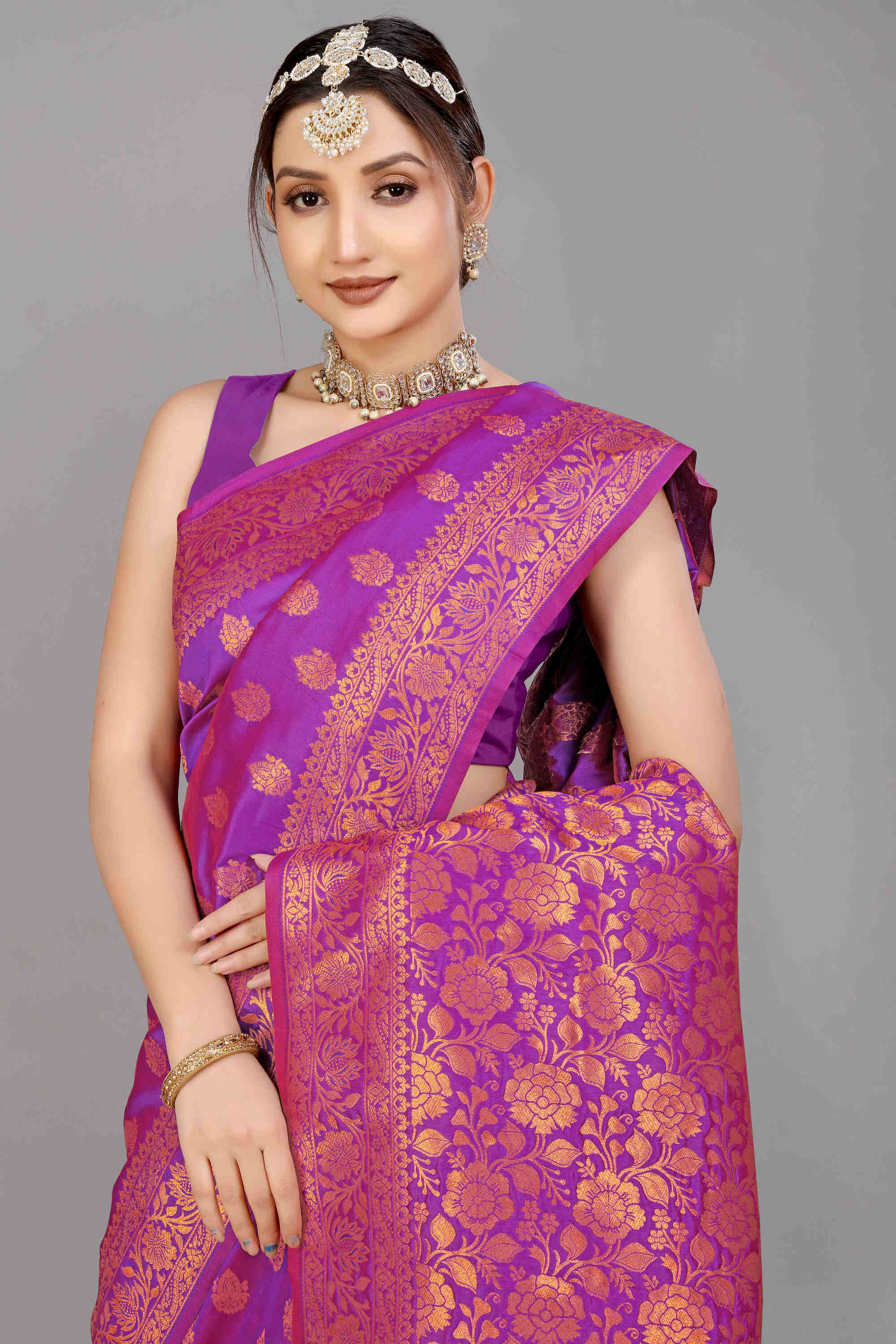 Purple Soft Banarasi Silk Woven Zari Saree