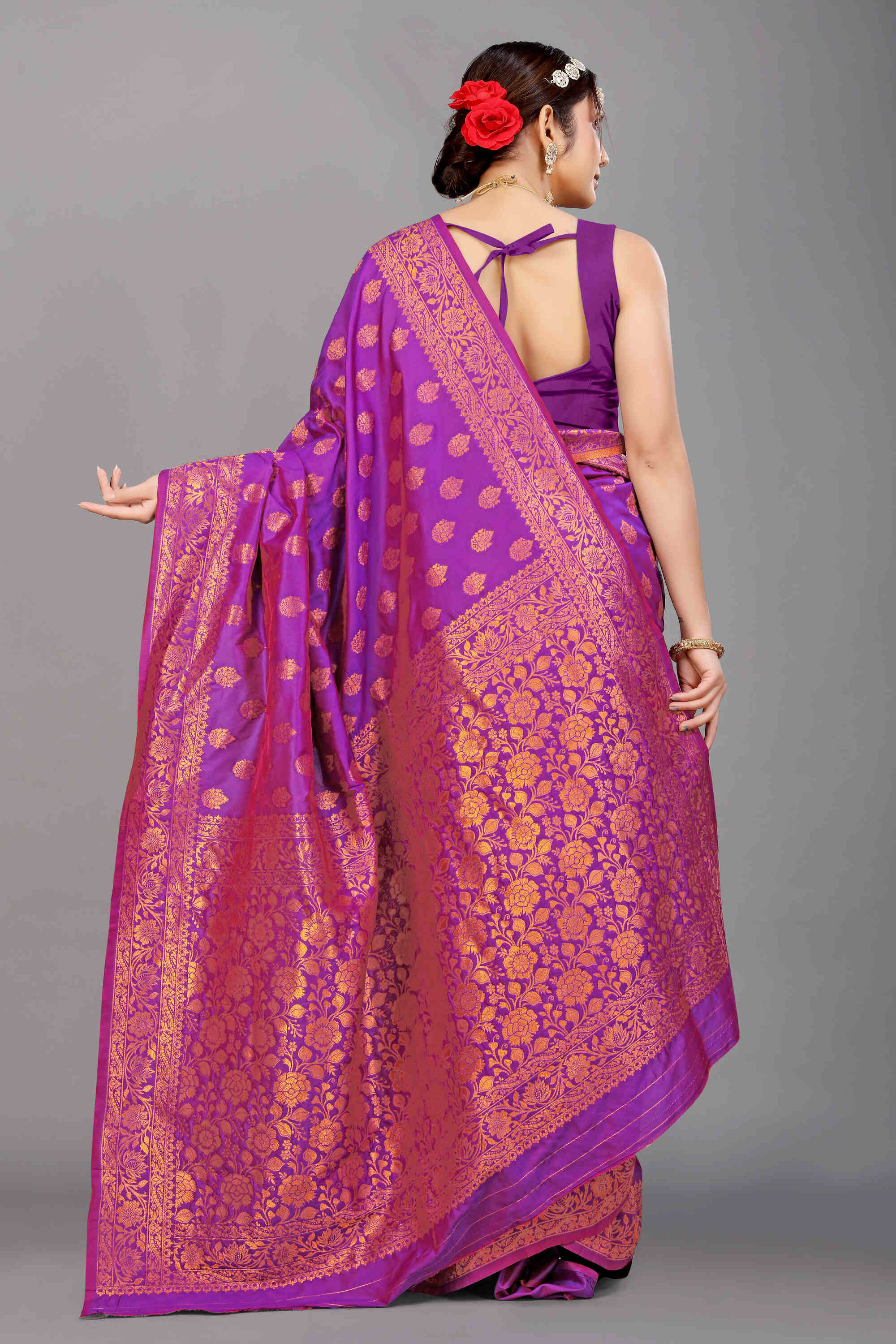 Purple Soft Banarasi Silk Woven Zari Saree