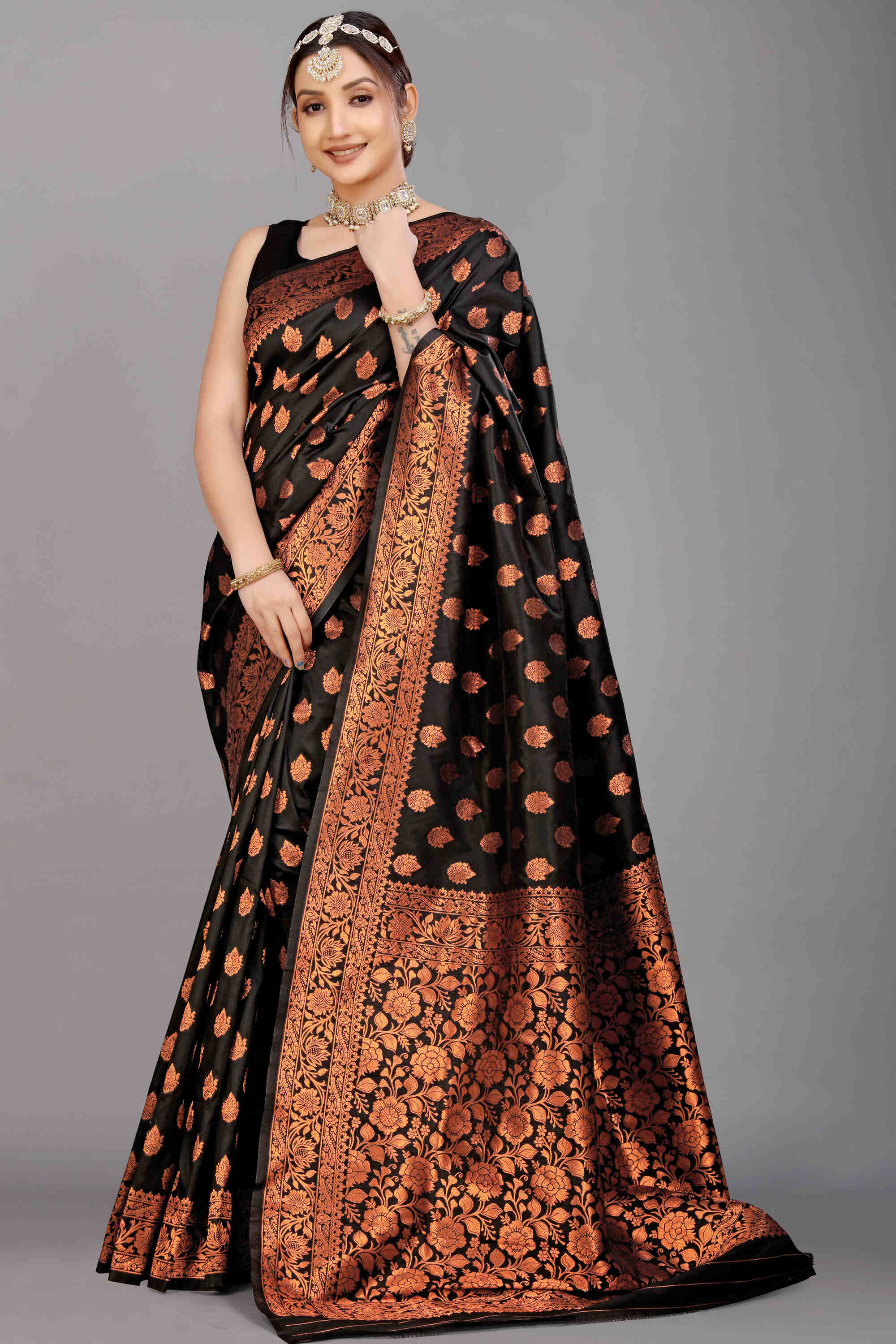 Black Soft Banarasi Silk Woven Zari Saree