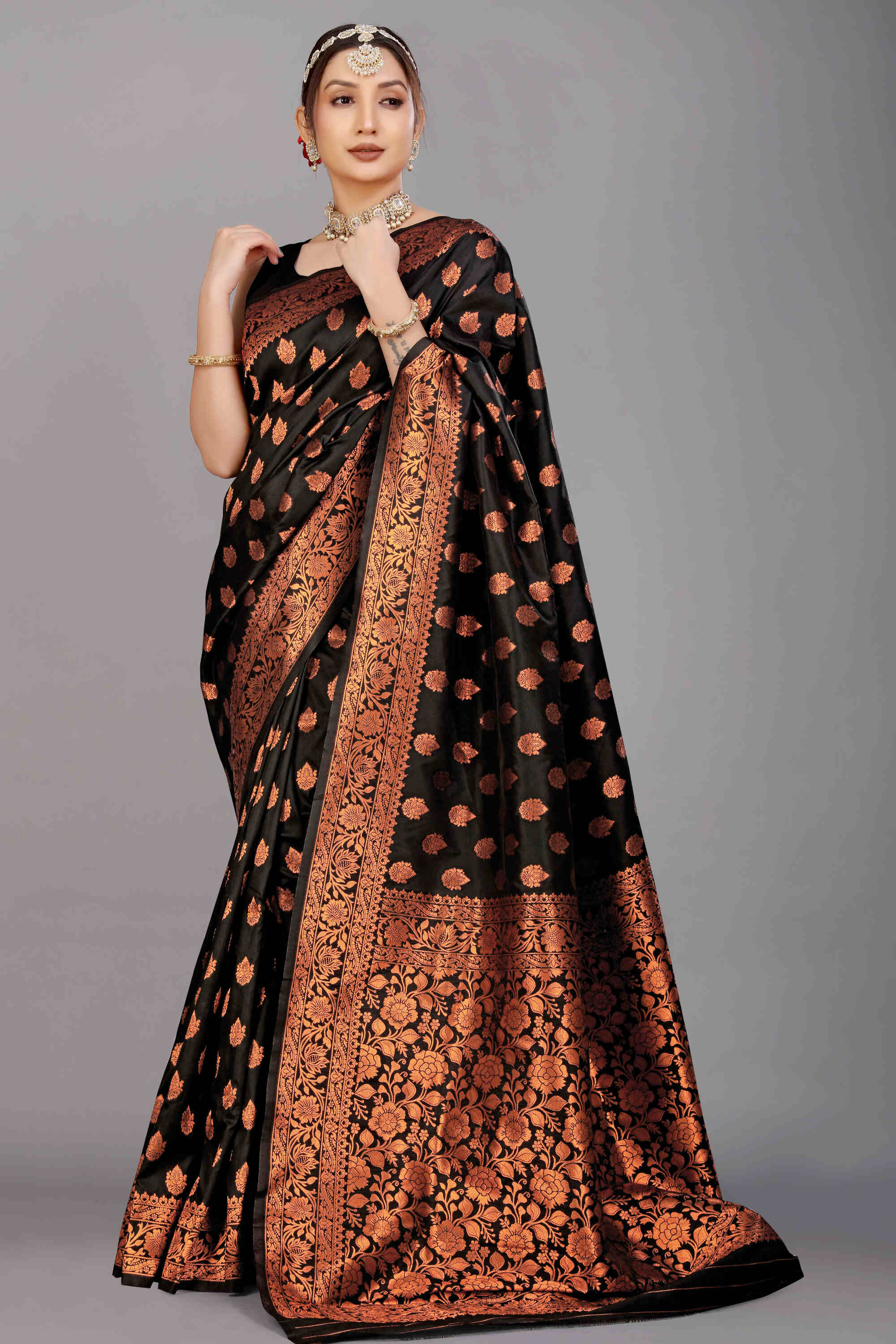 Black Soft Banarasi Silk Woven Zari Saree