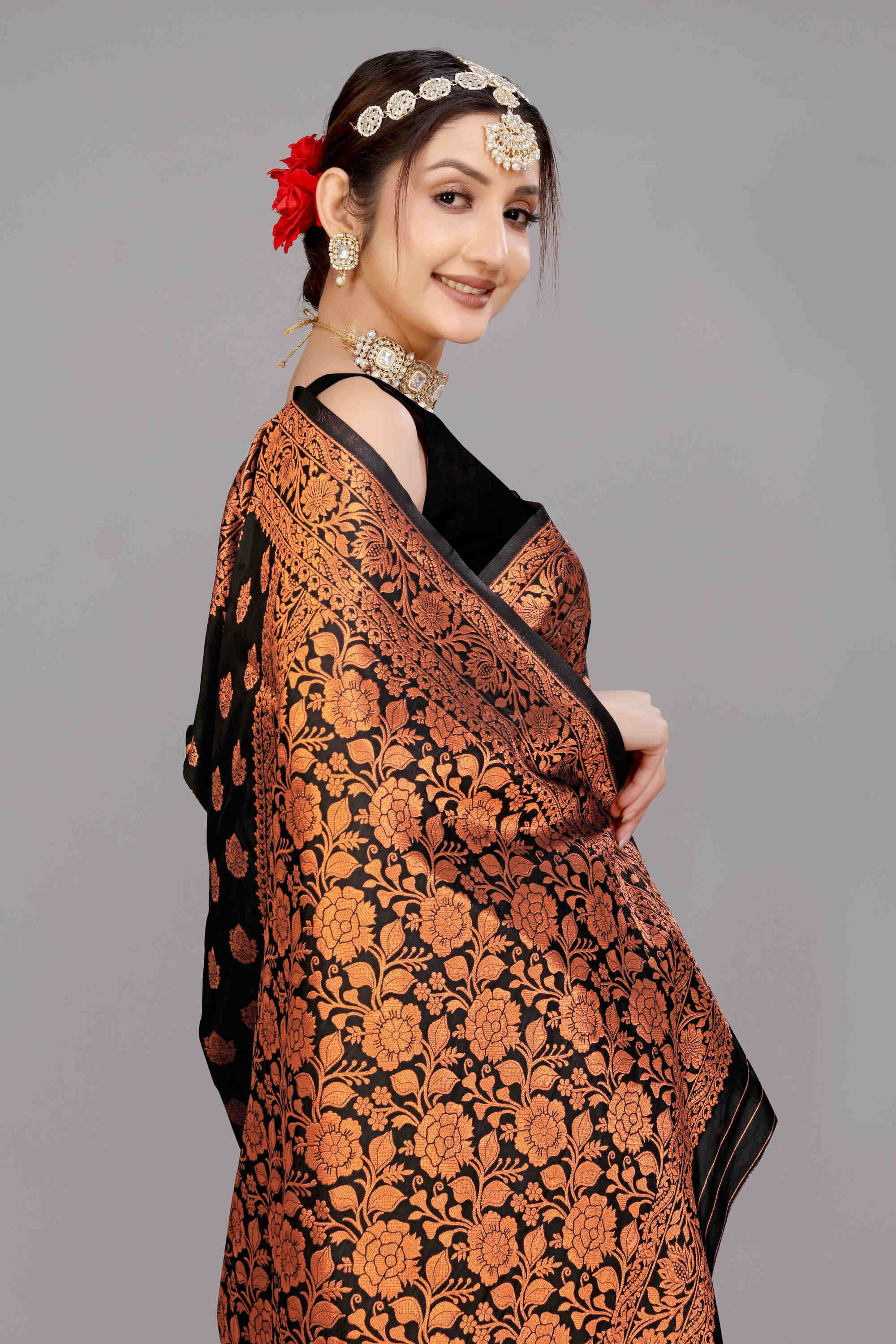 Black Soft Banarasi Silk Woven Zari Saree