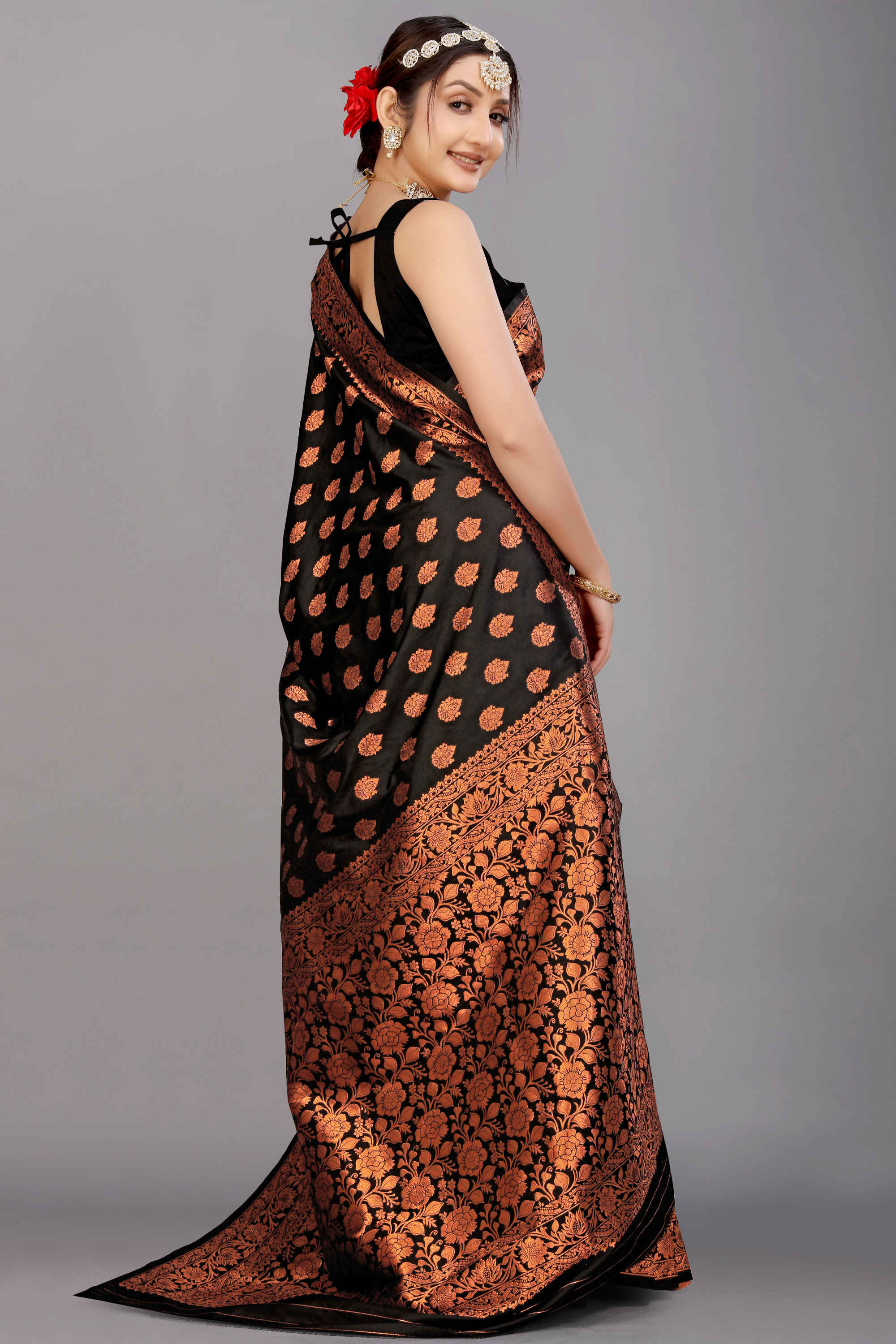 Black Soft Banarasi Silk Woven Zari Saree