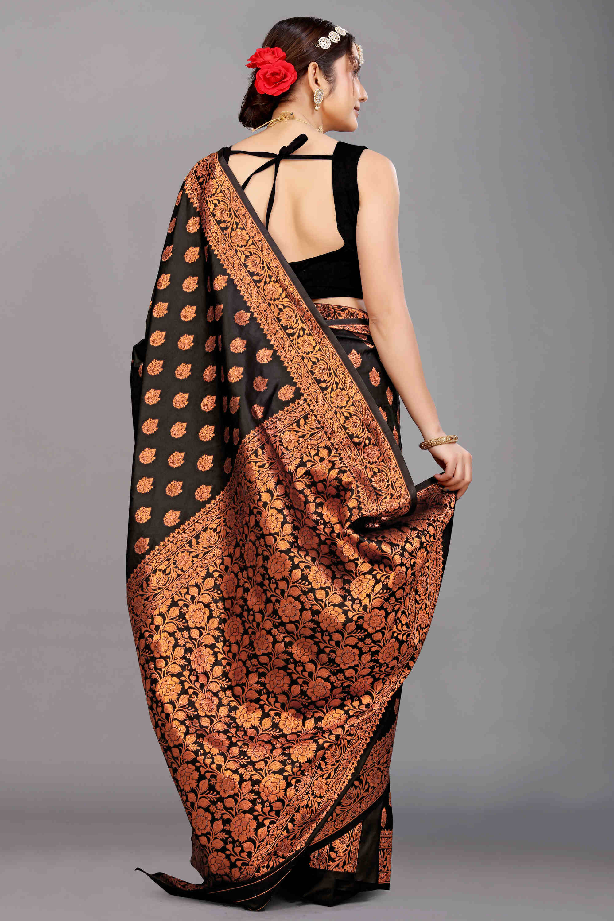 Black Soft Banarasi Silk Woven Zari Saree