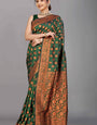 Dark Green Soft Banarasi Silk Woven Zari Saree