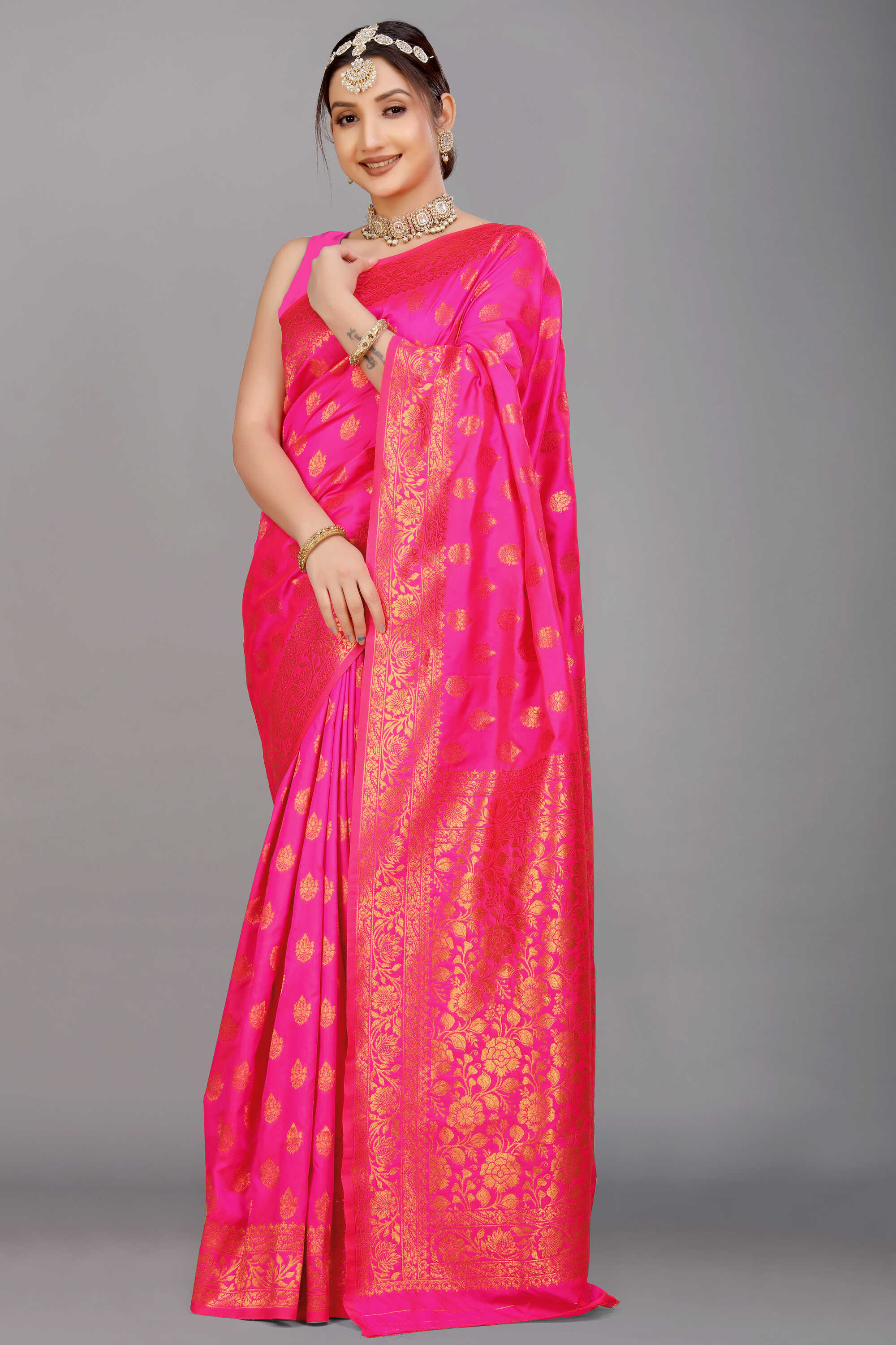 Pink Soft Banarasi Silk Woven Zari Saree