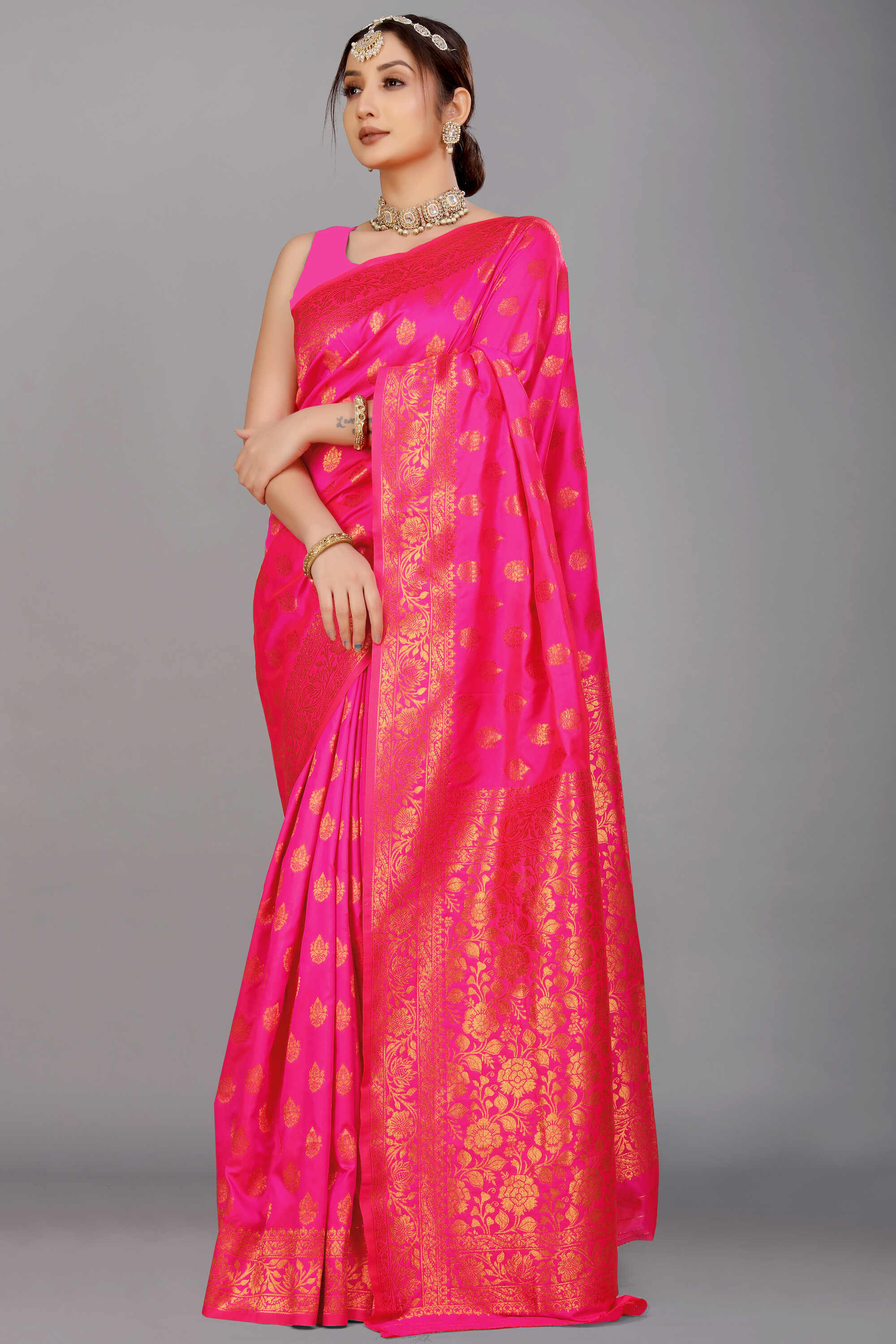 Pink Soft Banarasi Silk Woven Zari Saree