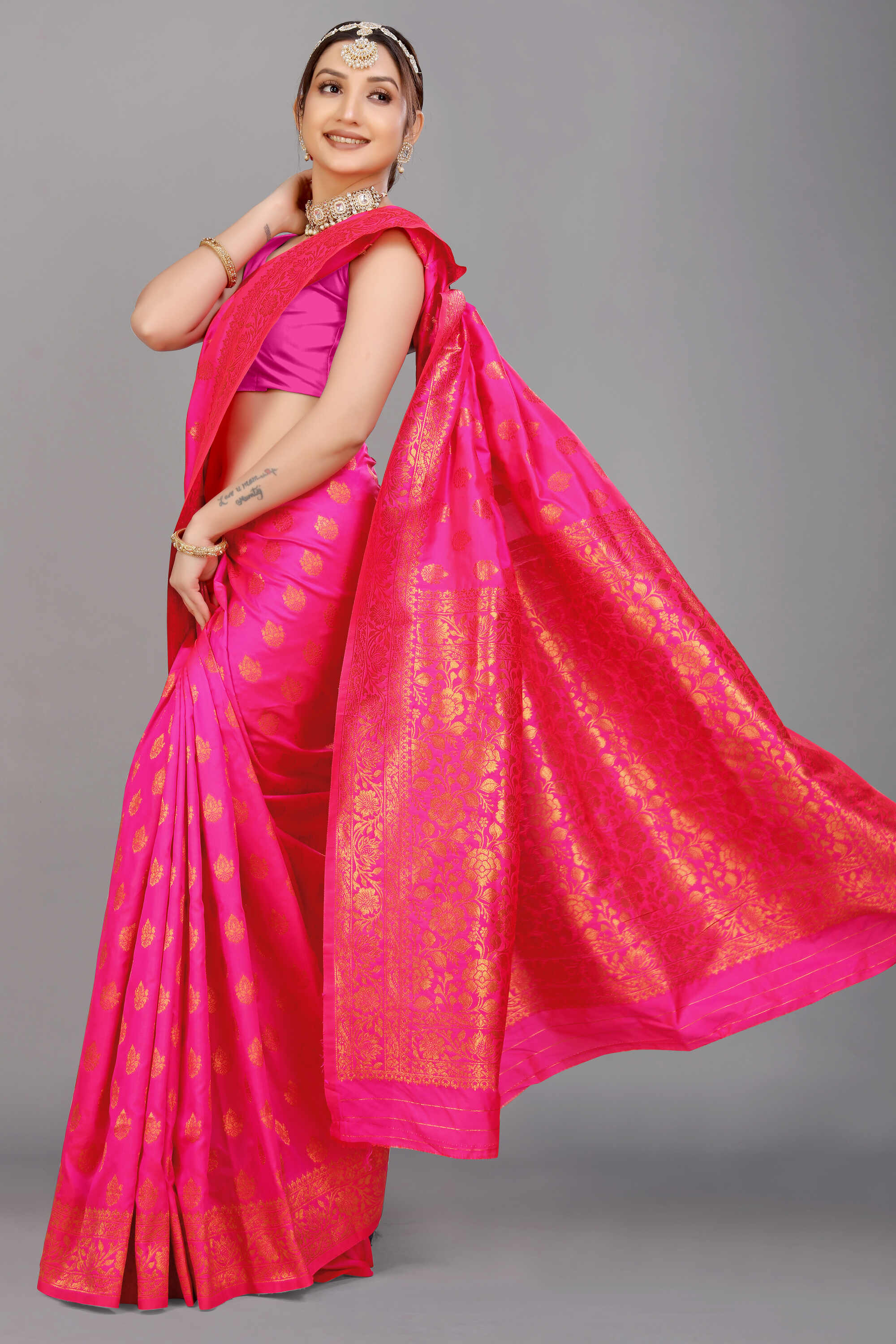 Pink Soft Banarasi Silk Woven Zari Saree