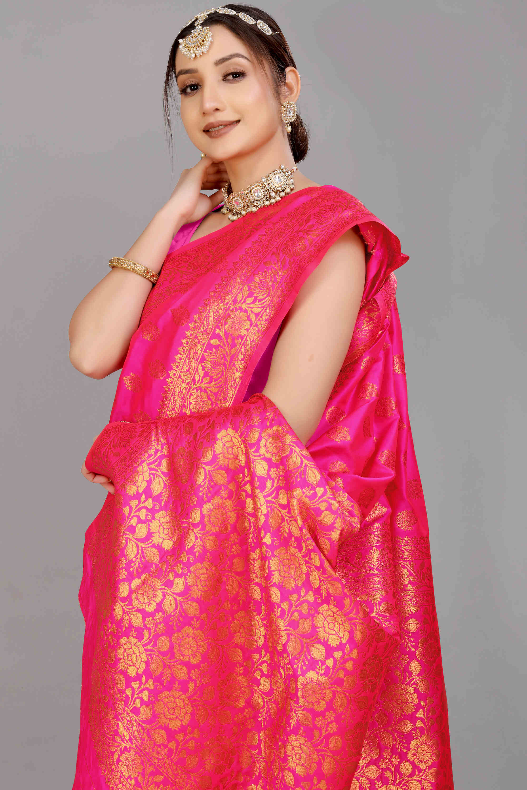 Pink Soft Banarasi Silk Woven Zari Saree