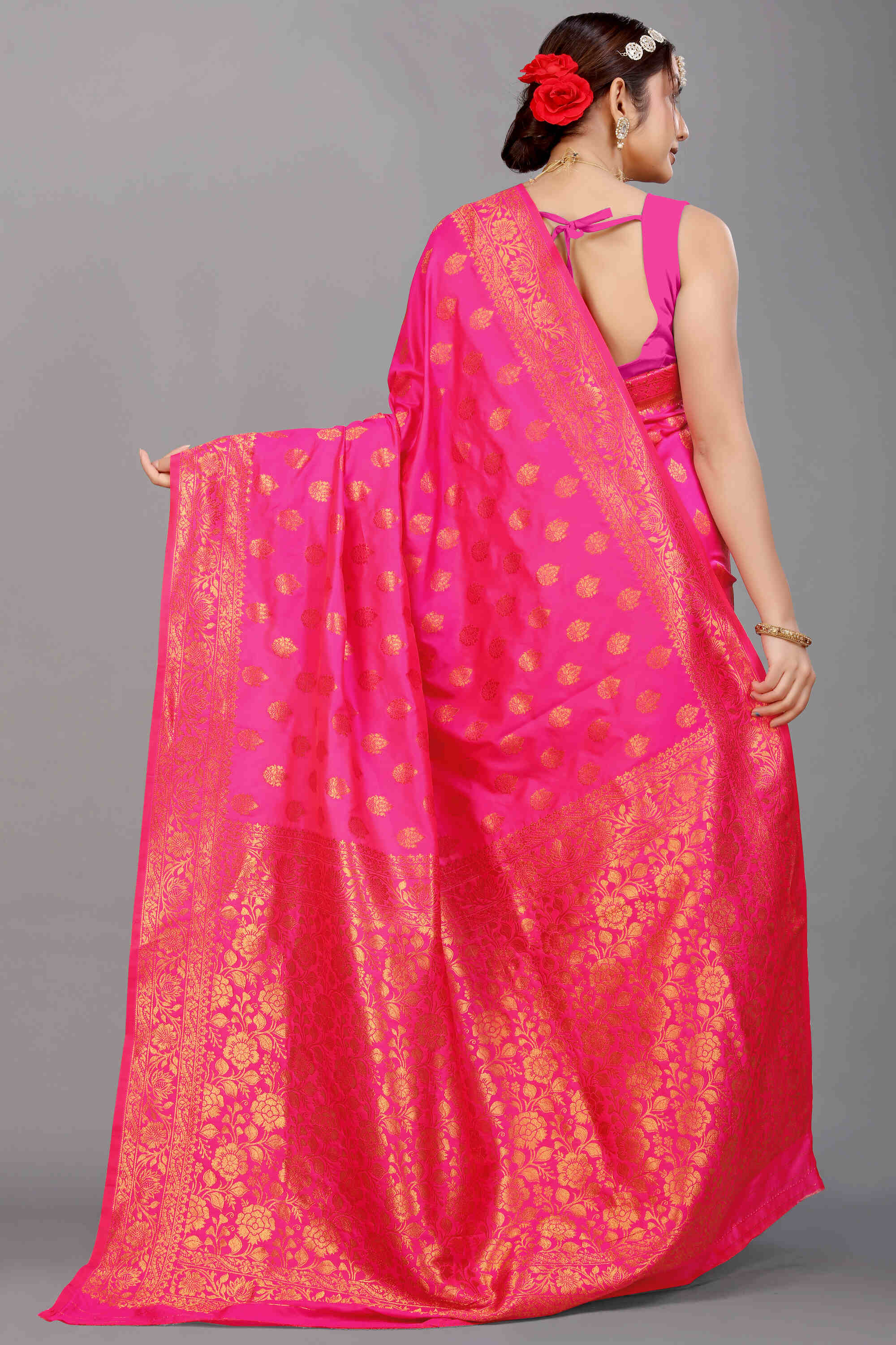 Pink Soft Banarasi Silk Woven Zari Saree