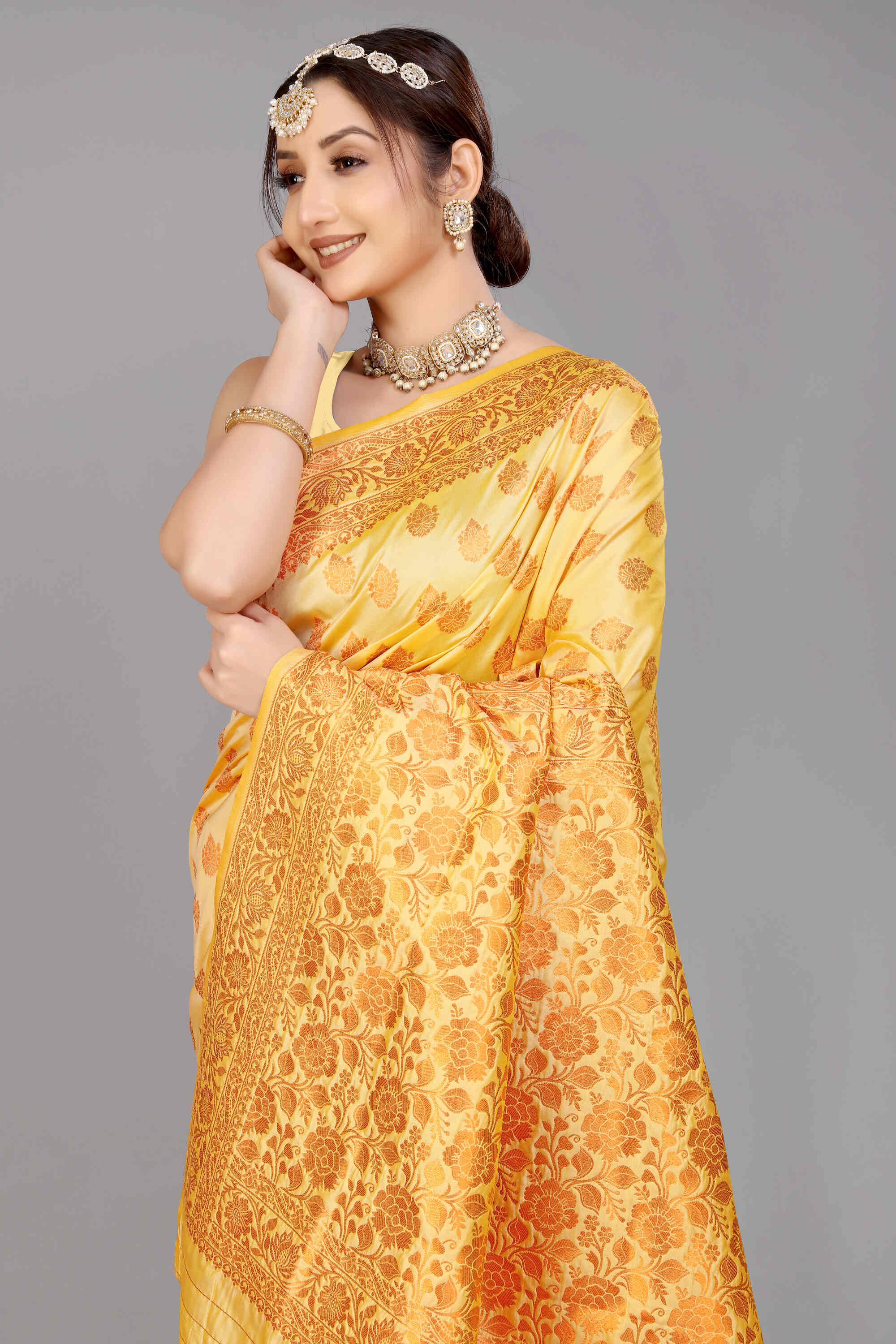 Yellow Soft Banarasi Silk Woven Zari Saree