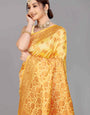 Yellow Soft Banarasi Silk Woven Zari Saree