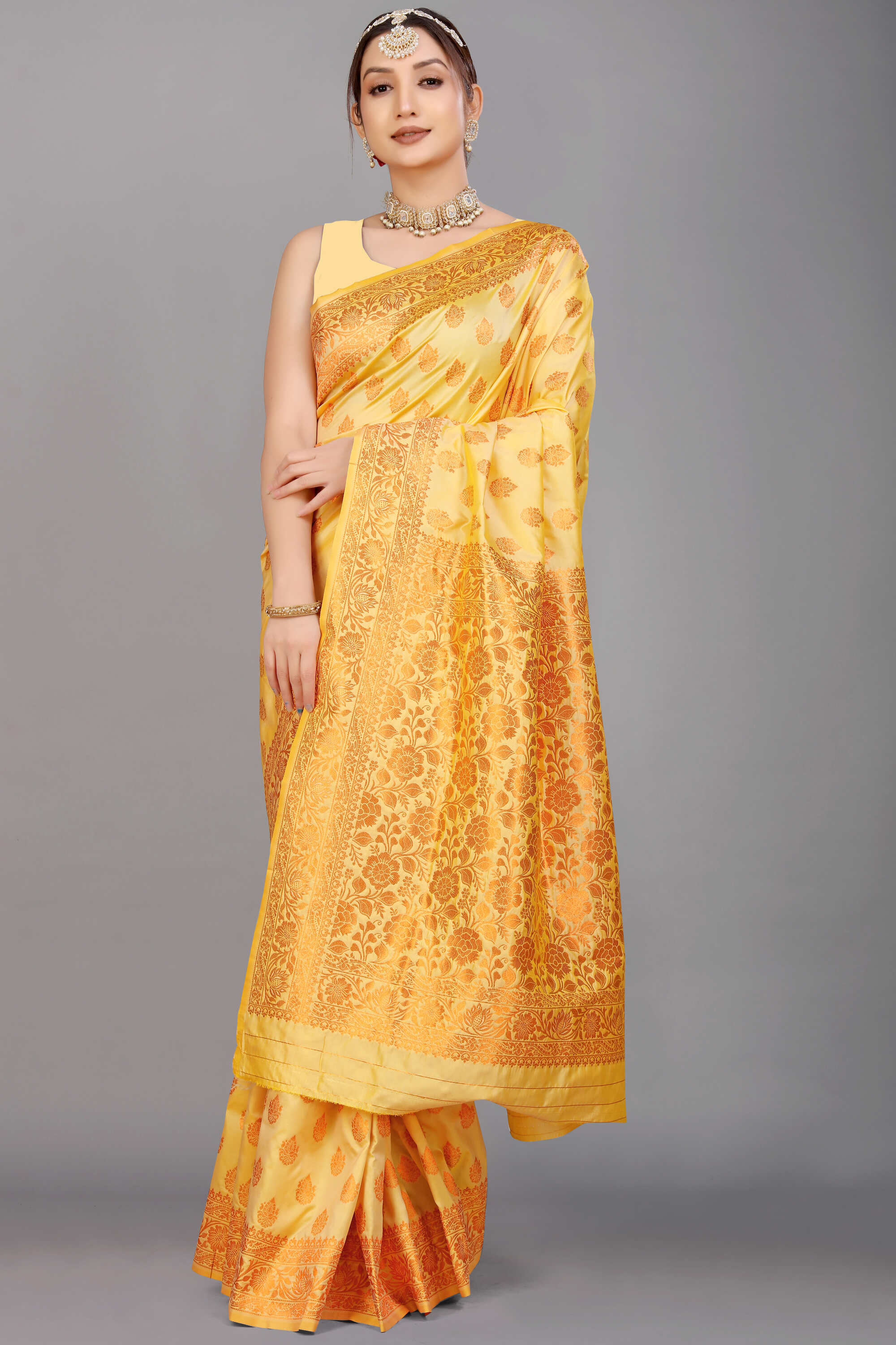 Yellow Soft Banarasi Silk Woven Zari Saree