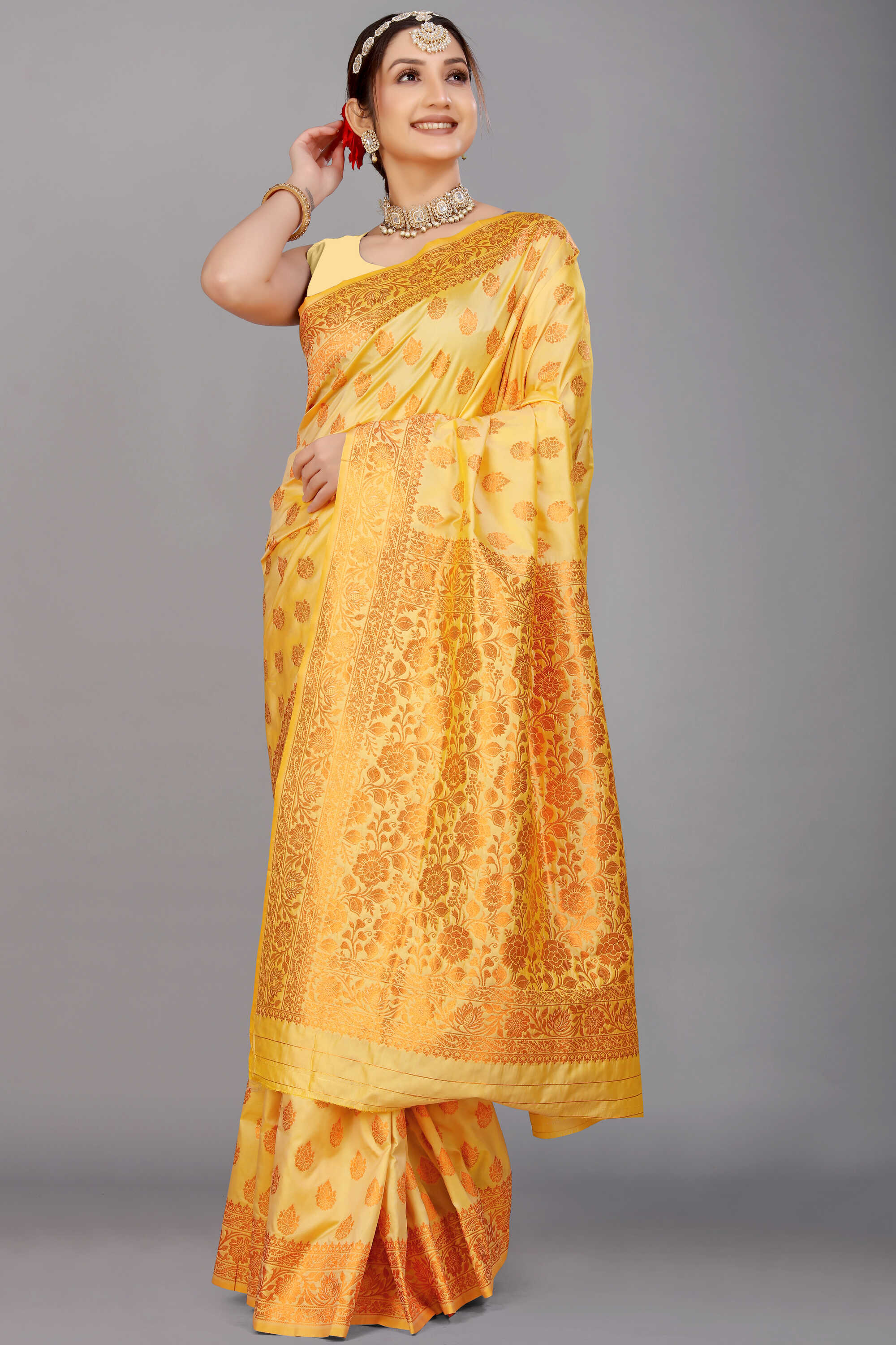 Yellow Soft Banarasi Silk Woven Zari Saree