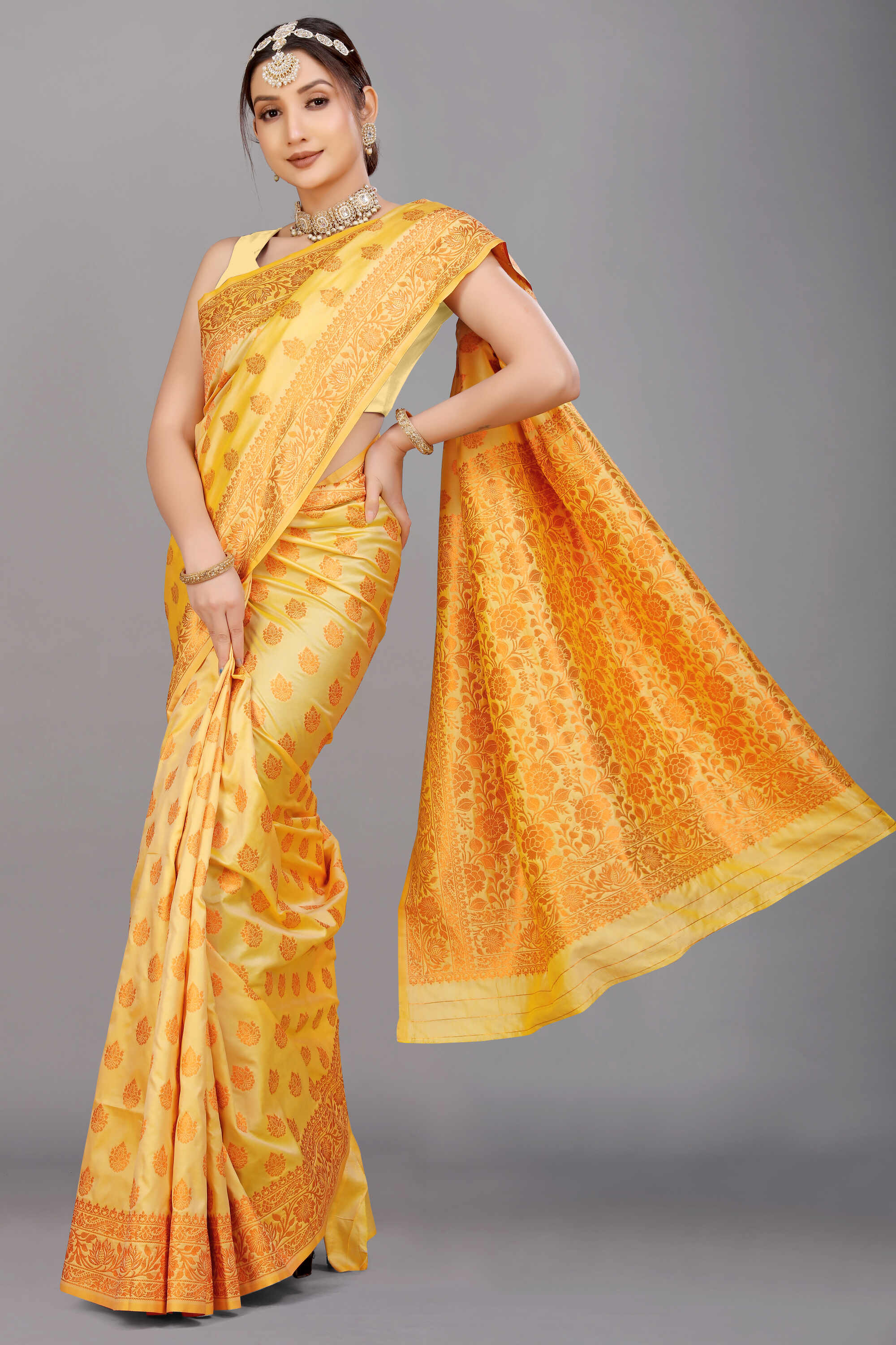 Yellow Soft Banarasi Silk Woven Zari Saree