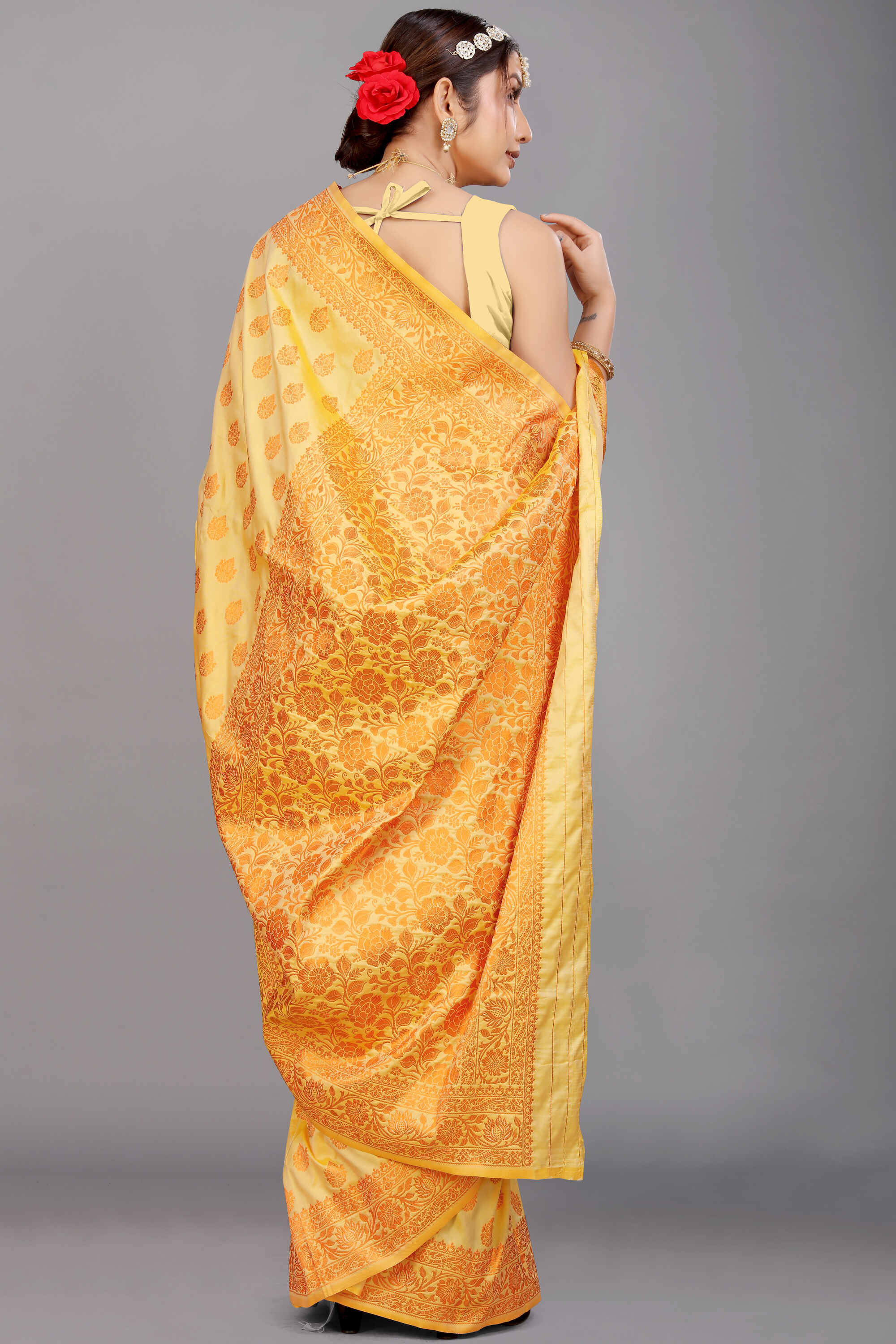 Yellow Soft Banarasi Silk Woven Zari Saree