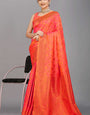 Orange Soft Banarasi Silk Woven Zari Saree