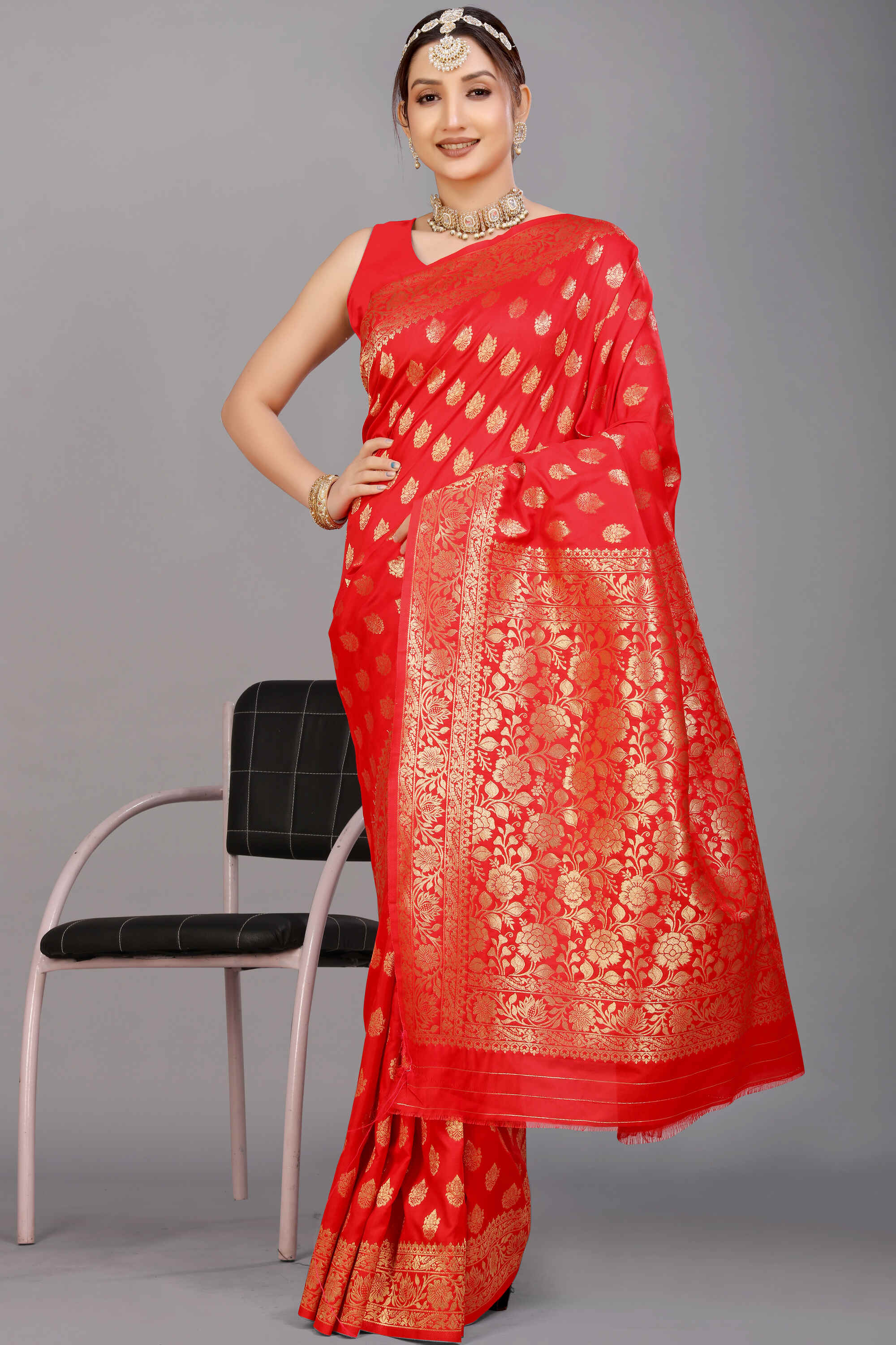 Orange Soft Banarasi Silk Woven Zari Saree