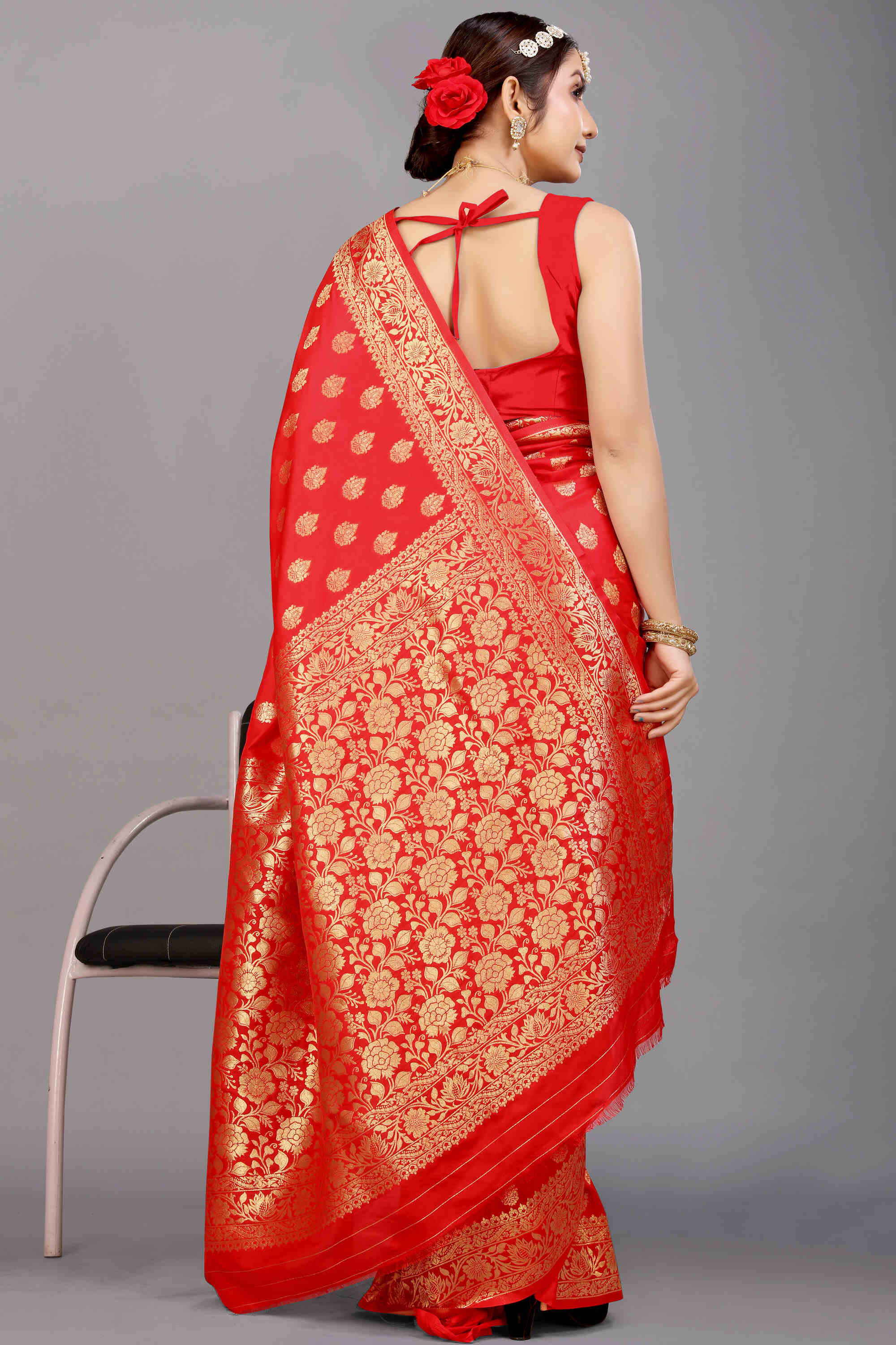 Red Soft Banarasi Silk Woven Zari Saree