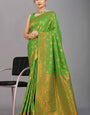 Green Soft Banarasi Silk Woven Zari Saree