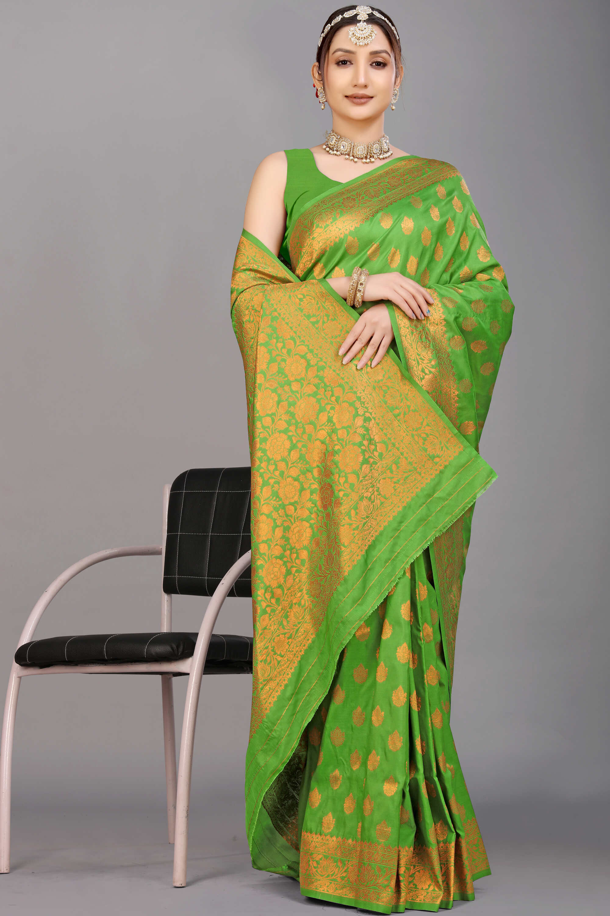 Green Soft Banarasi Silk Woven Zari Saree