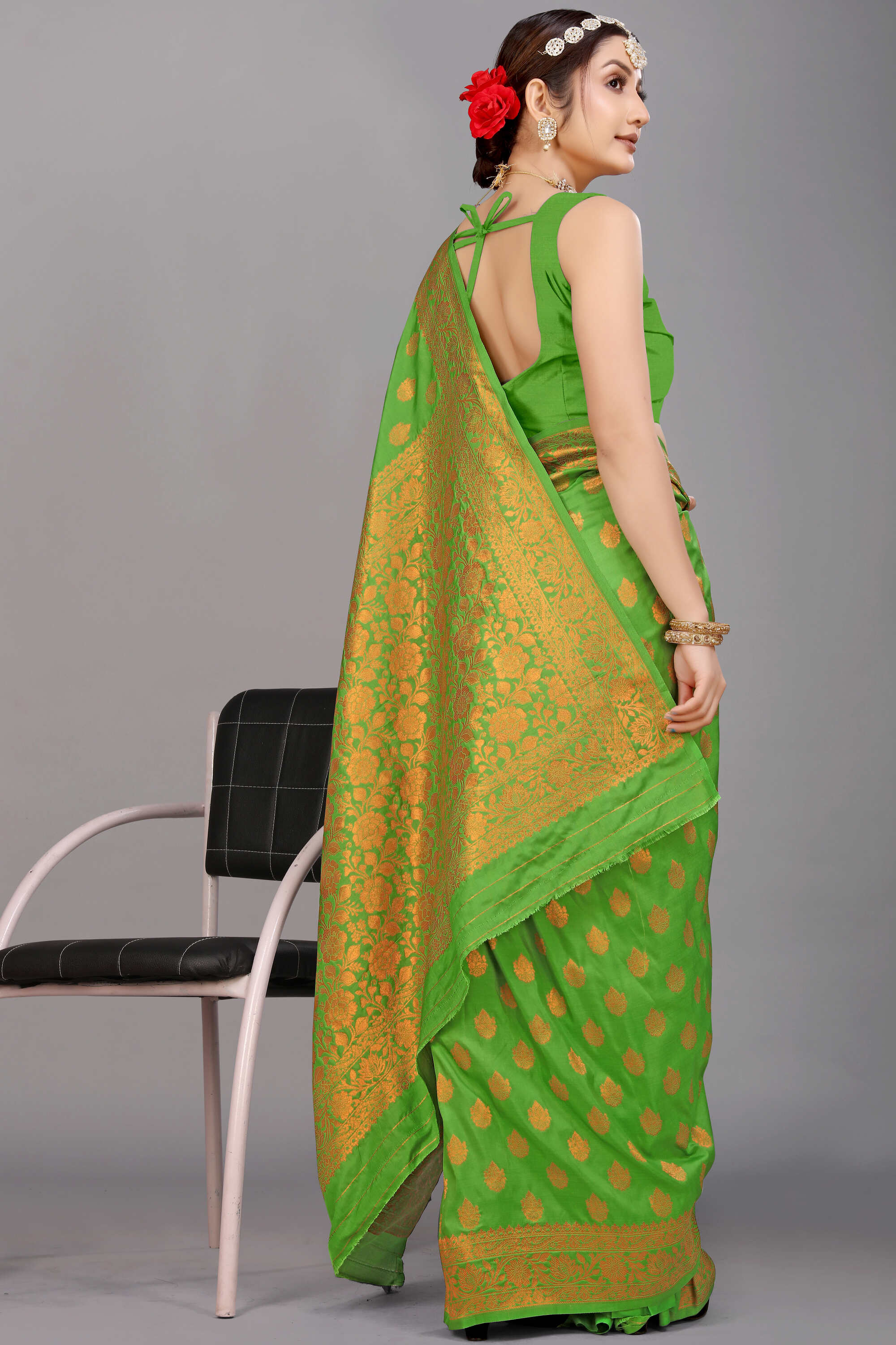 Green Soft Banarasi Silk Woven Zari Saree