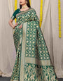 Dark Green Soft Banarasi Silk Woven Zari Saree