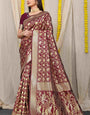 Wine Soft Banarasi Silk Woven Zari Saree