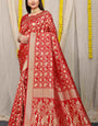 Red Soft Banarasi Silk Woven Zari Saree