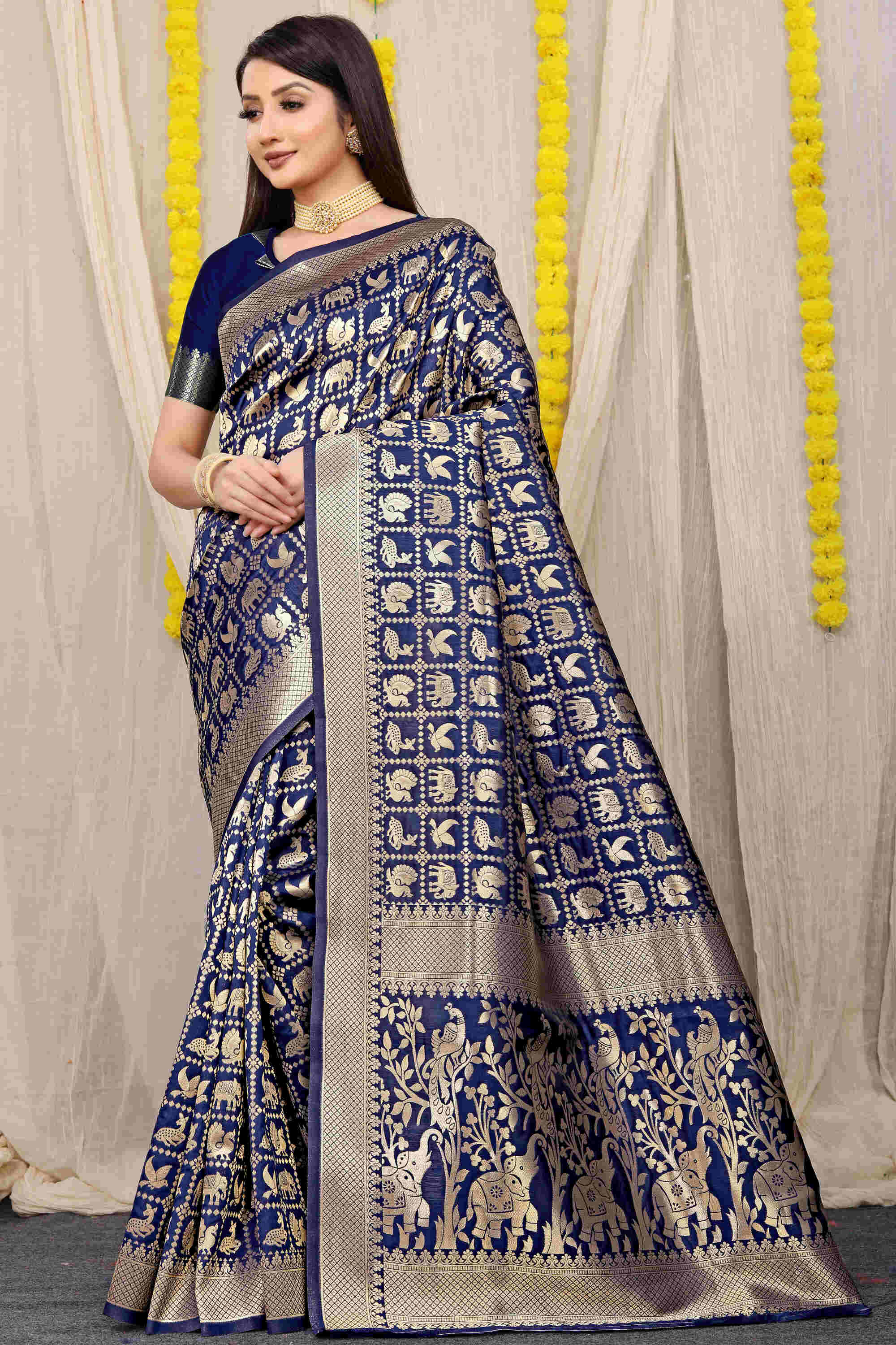 Blue Soft Banarasi Silk Woven Zari Saree