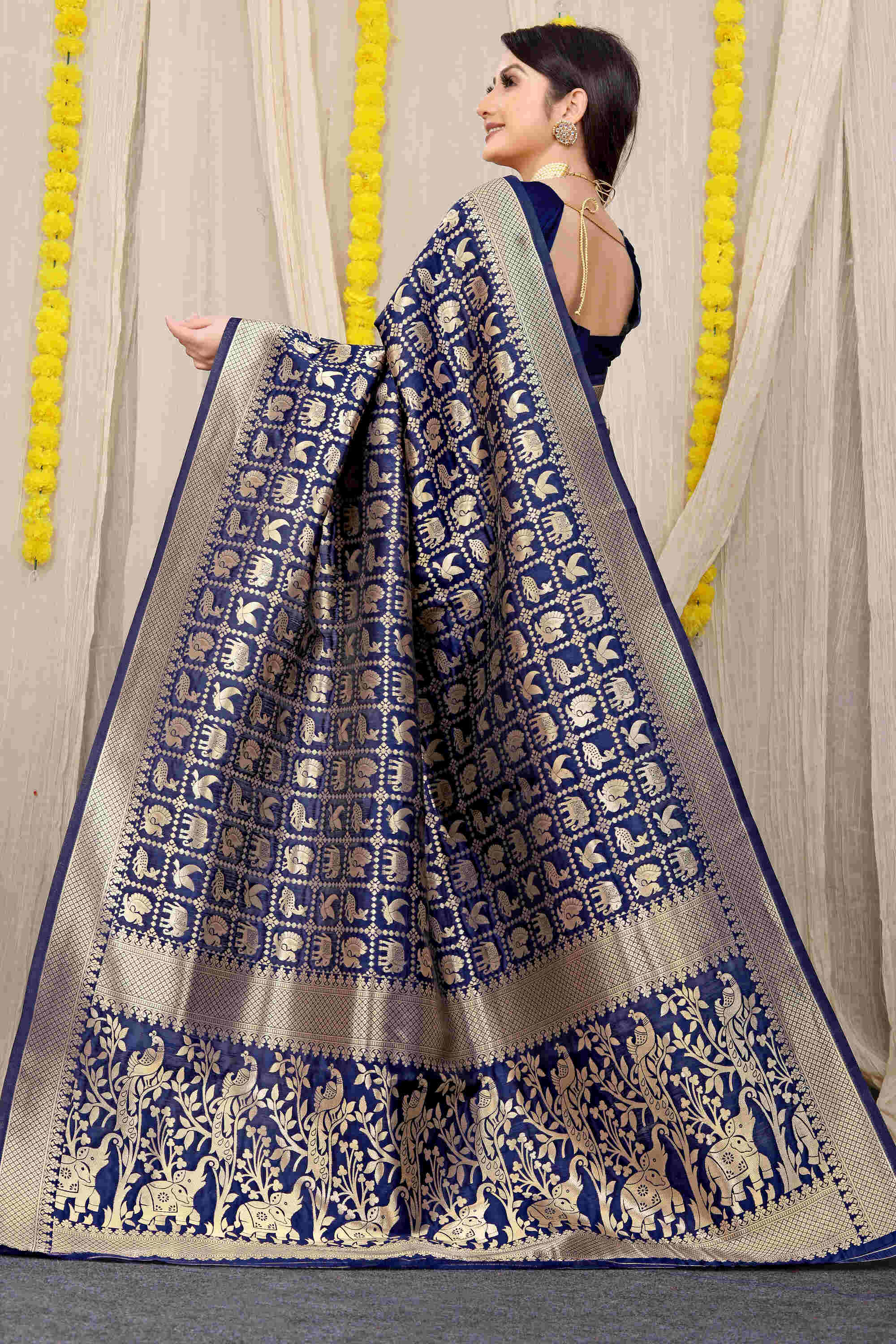 Blue Soft Banarasi Silk Woven Zari Saree