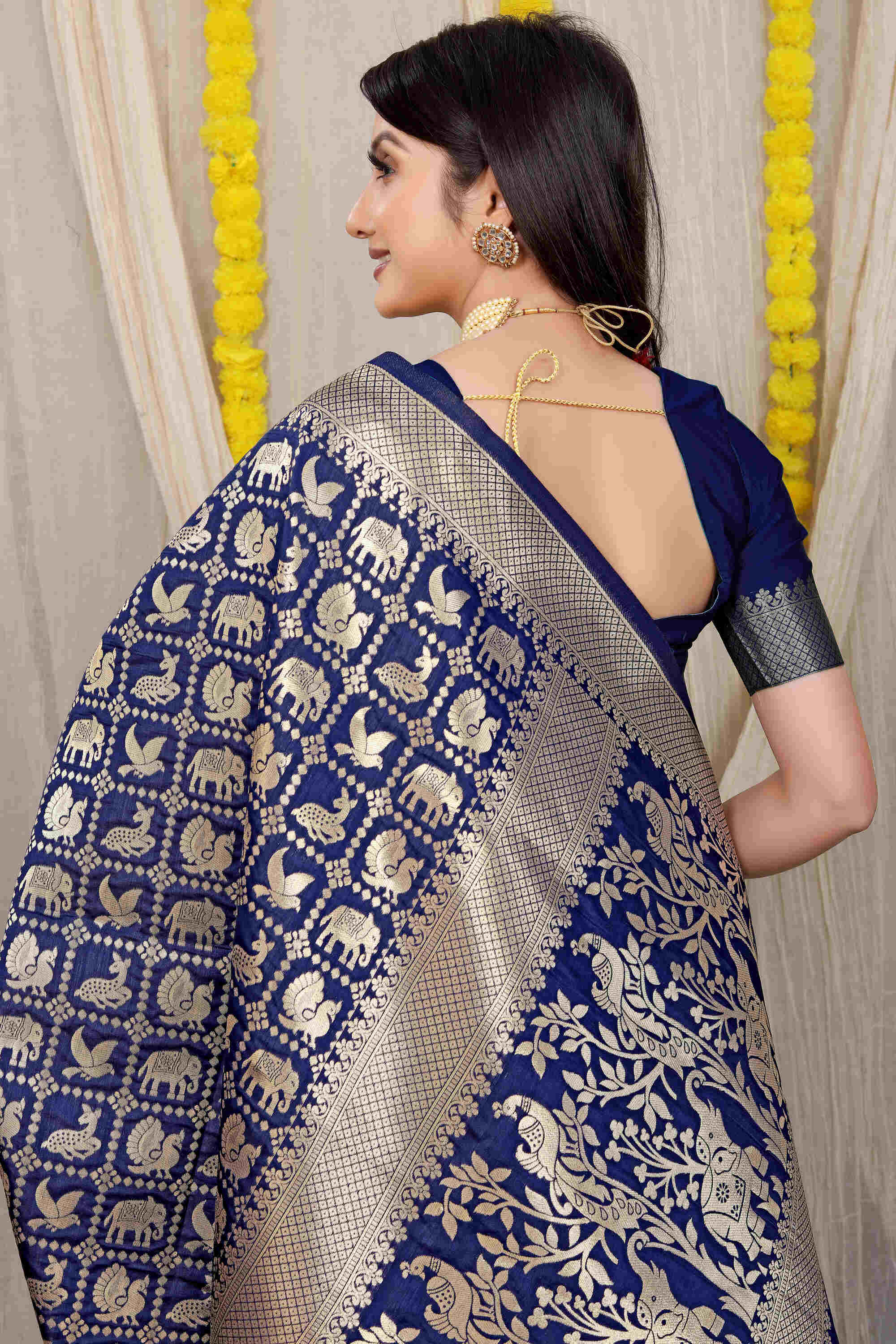 Blue Soft Banarasi Silk Woven Zari Saree