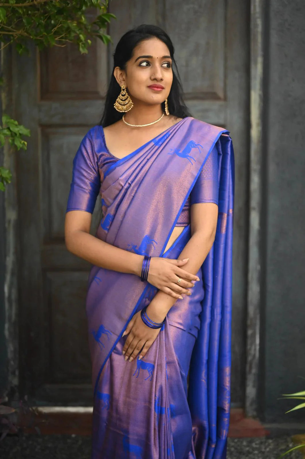 Royal Blue Soft Silk Saree With Blouse Piece