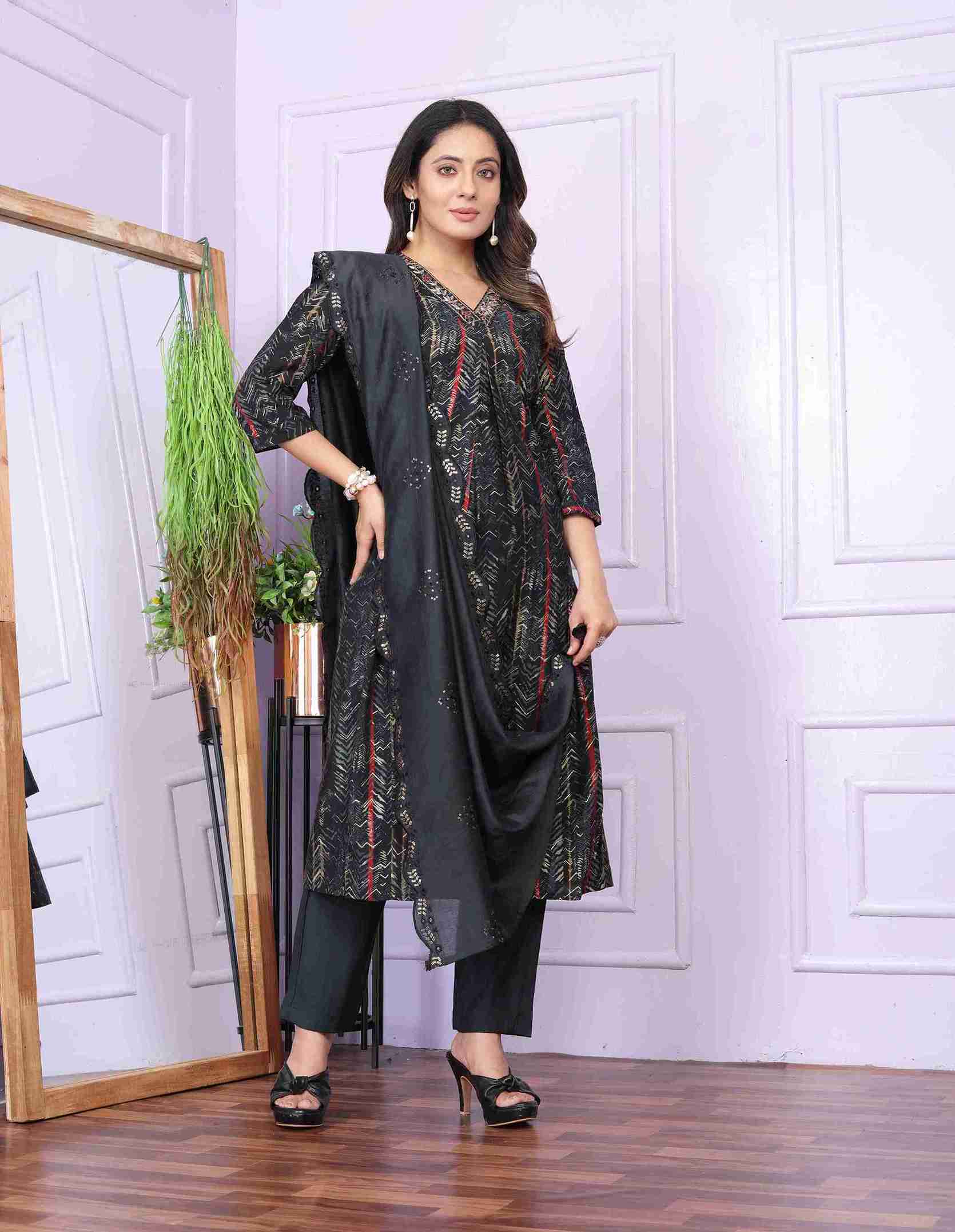 Black Kurti set with Dupatta