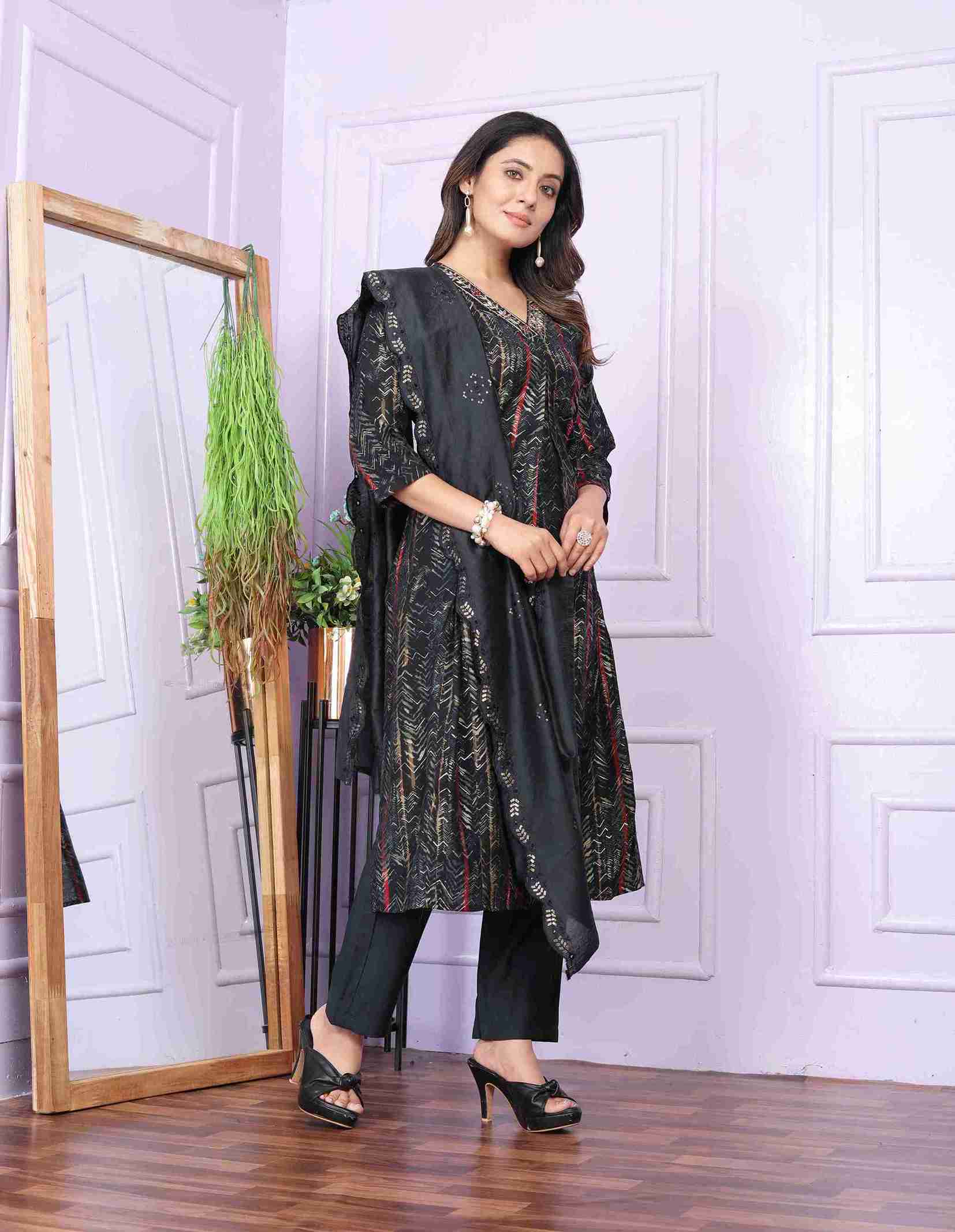 Black Kurti set with Dupatta