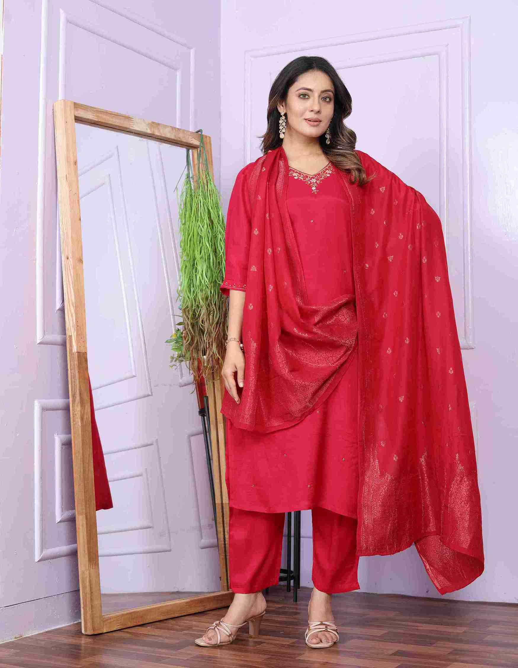 Red Kurti set with Dupatta