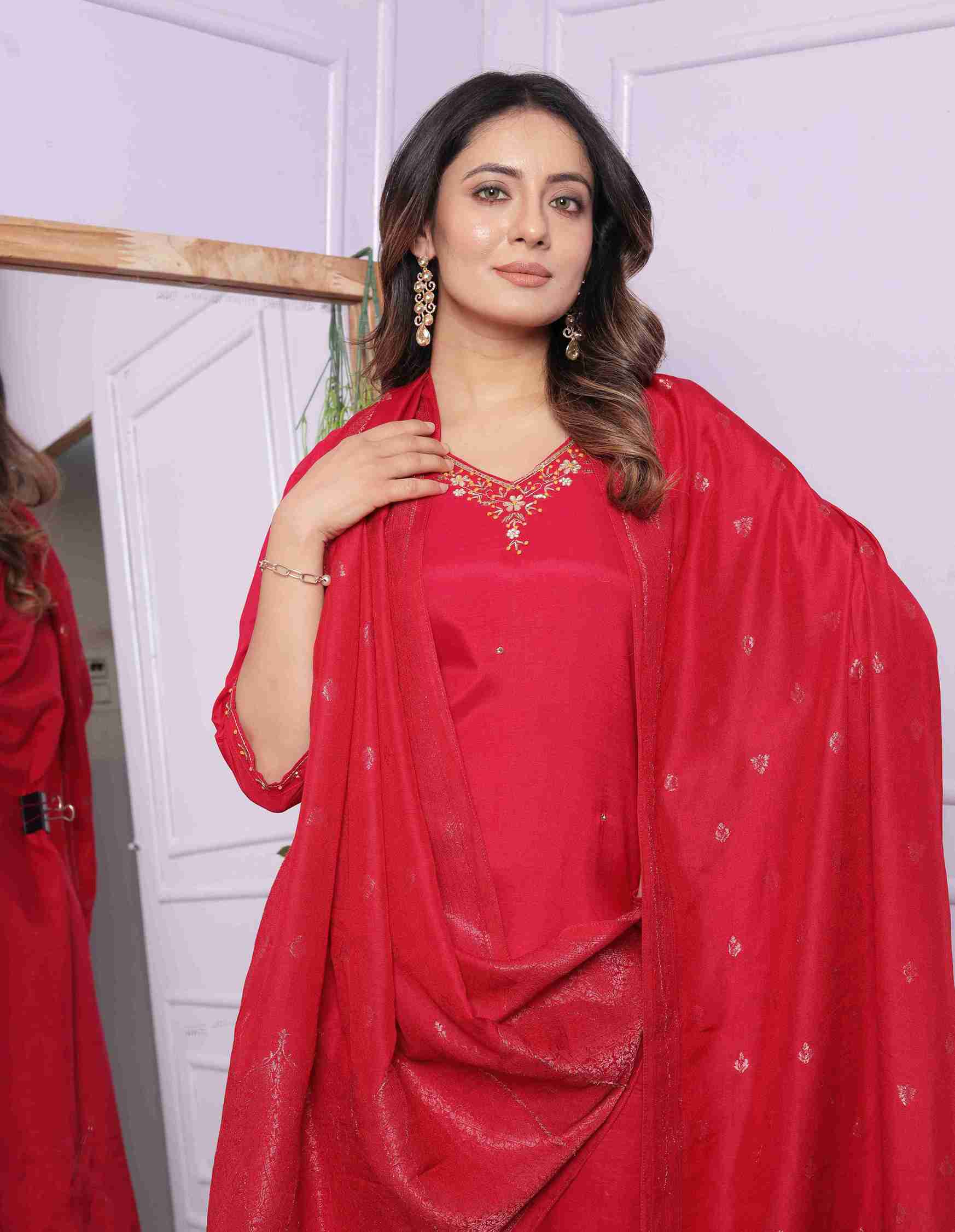 Red Kurti set with Dupatta