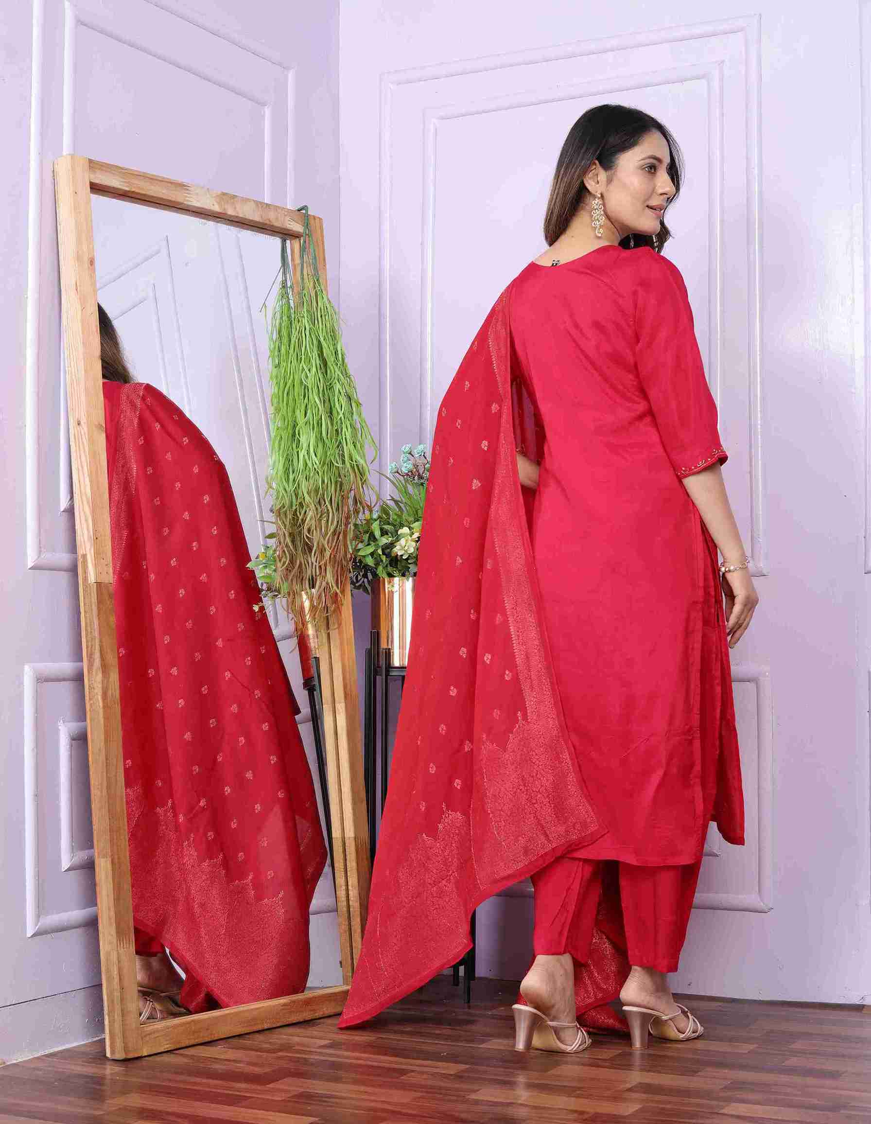 Red Kurti set with Dupatta