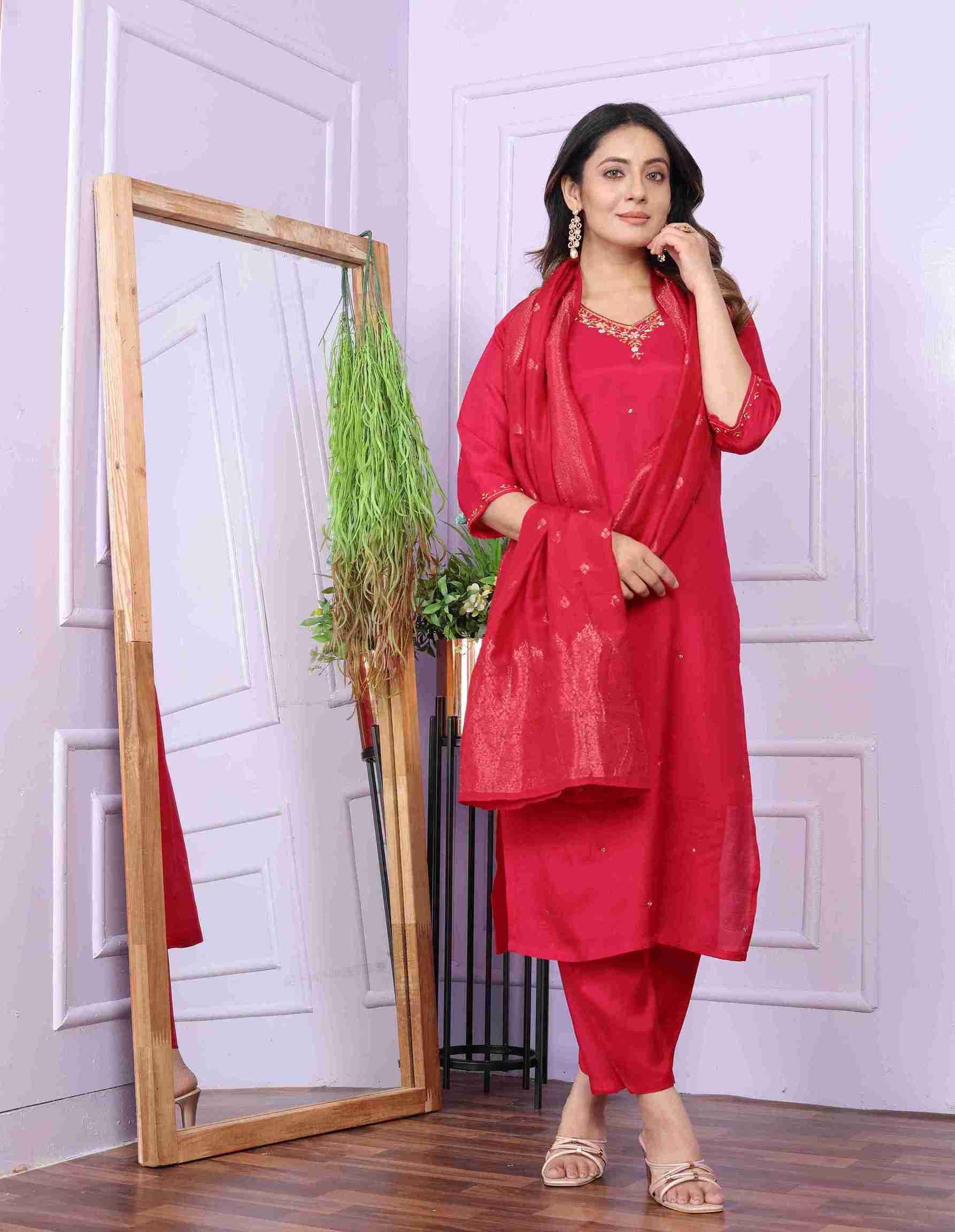 Red Kurti set with Dupatta