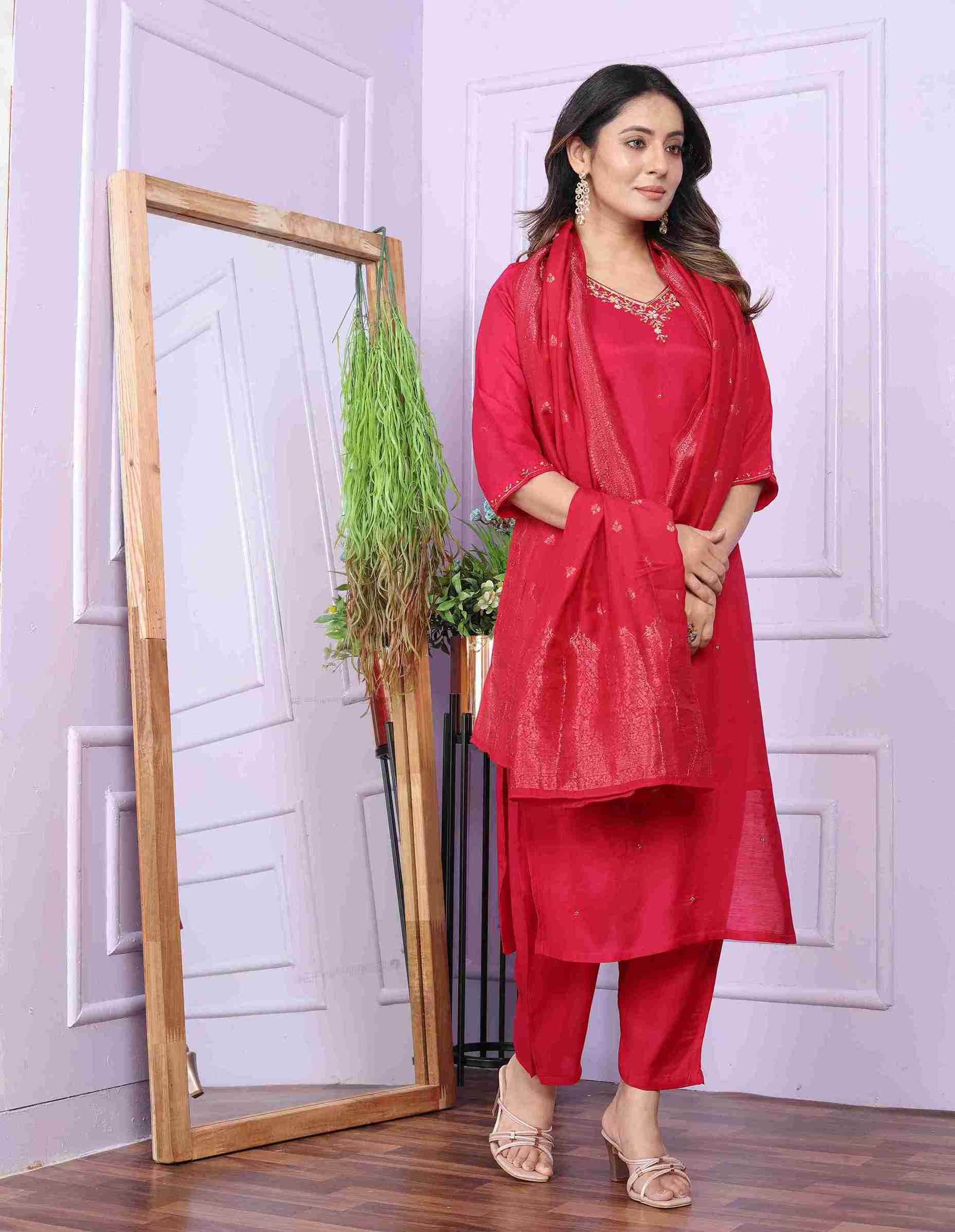 Red Kurti set with Dupatta